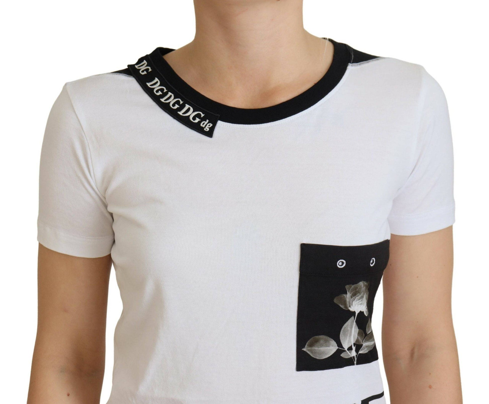 Dolce & Gabbana Chic Monochrome ’Here and Now’ Cotton Tee - IT36 | XS