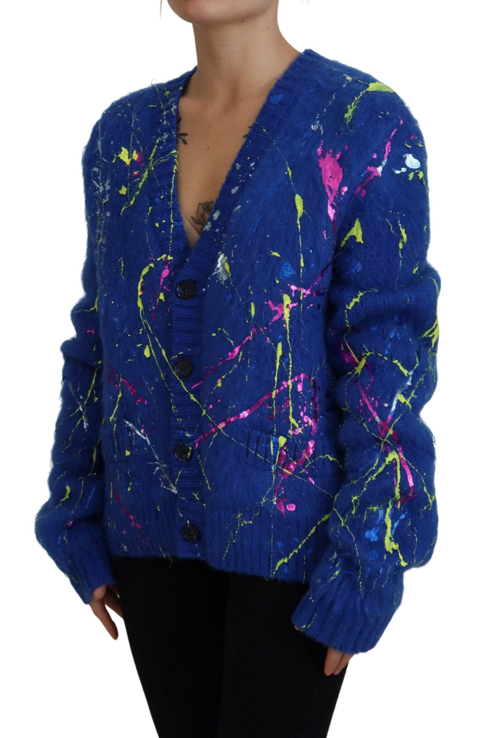 Dolce & Gabbana Elegant Multicolor Splash Mohair Cardigan - ACCEXO