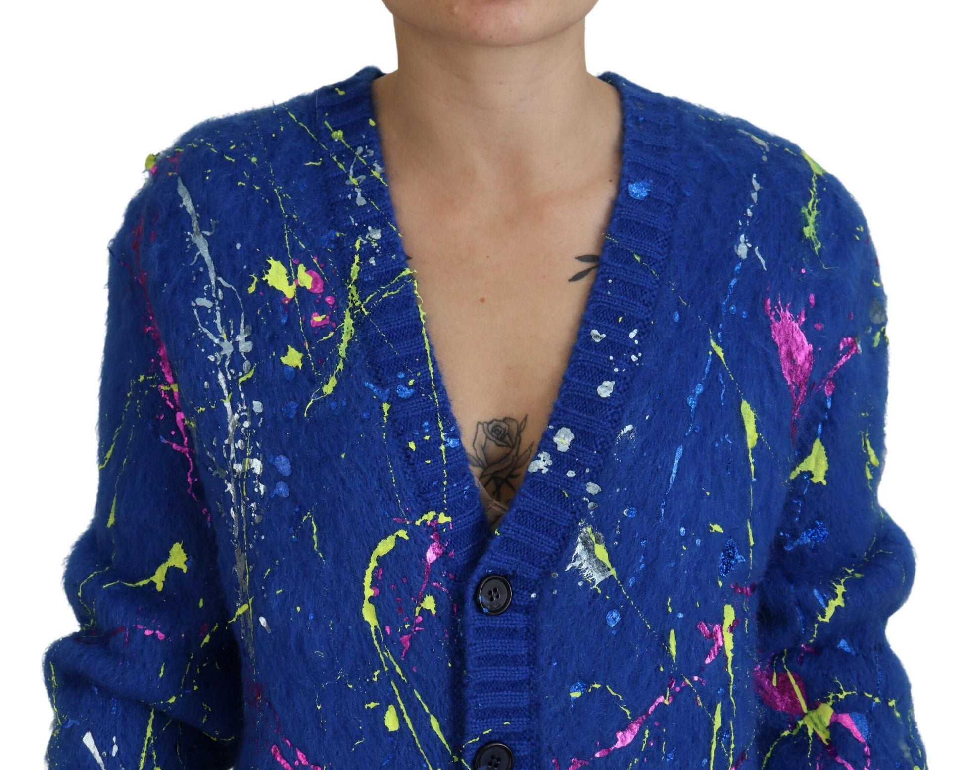 Dolce & Gabbana Elegant Multicolor Splash Mohair Cardigan - ACCEXO