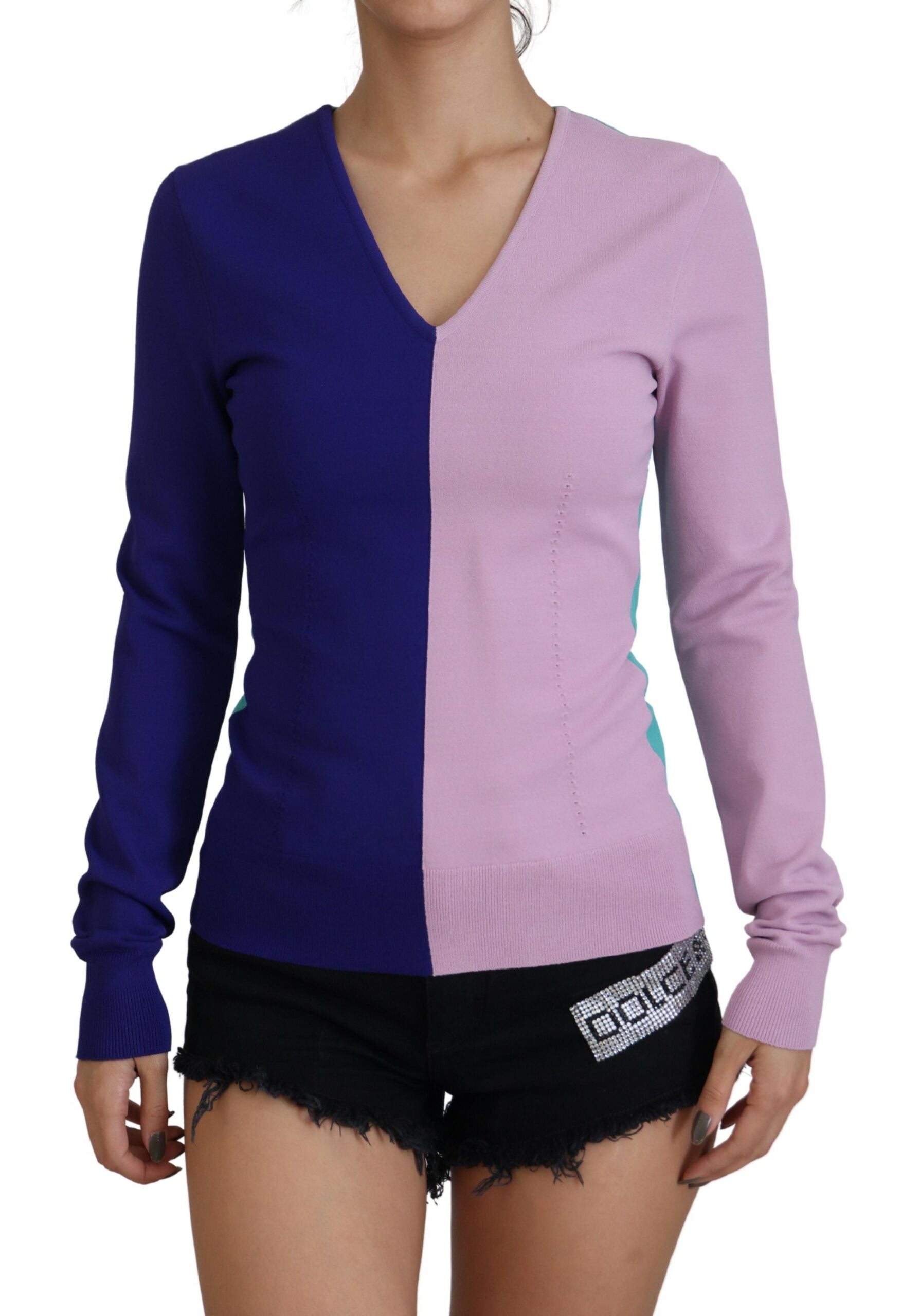 Dolce & Gabbana Chic Multicolor V-Neck Pullover Sweater - ACCEXO