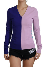 Dolce & Gabbana Chic Multicolor V-Neck Pullover Sweater - ACCEXO
