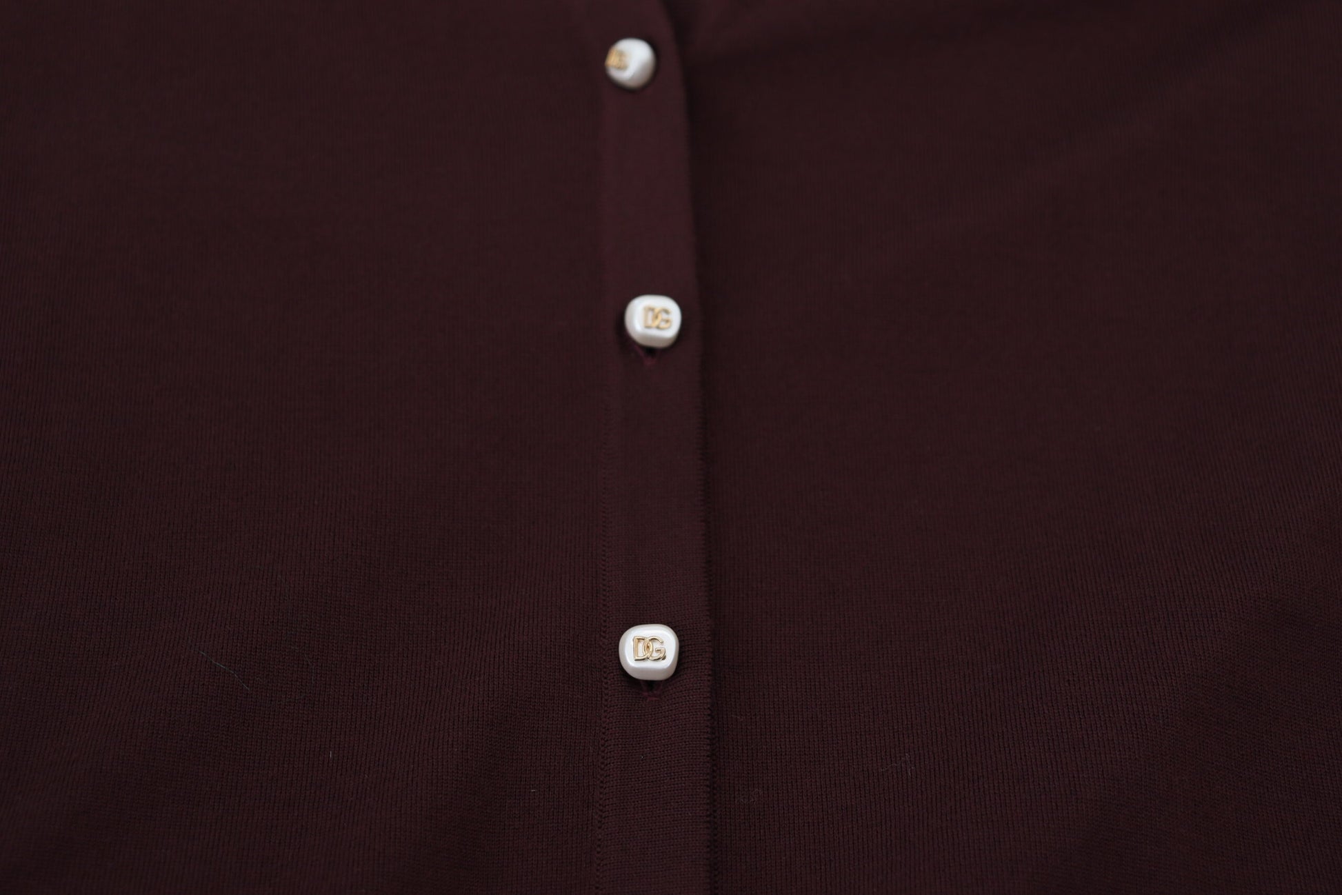 Dolce & Gabbana Chic Maroon V-Neck Wool Cardigan - ACCEXO