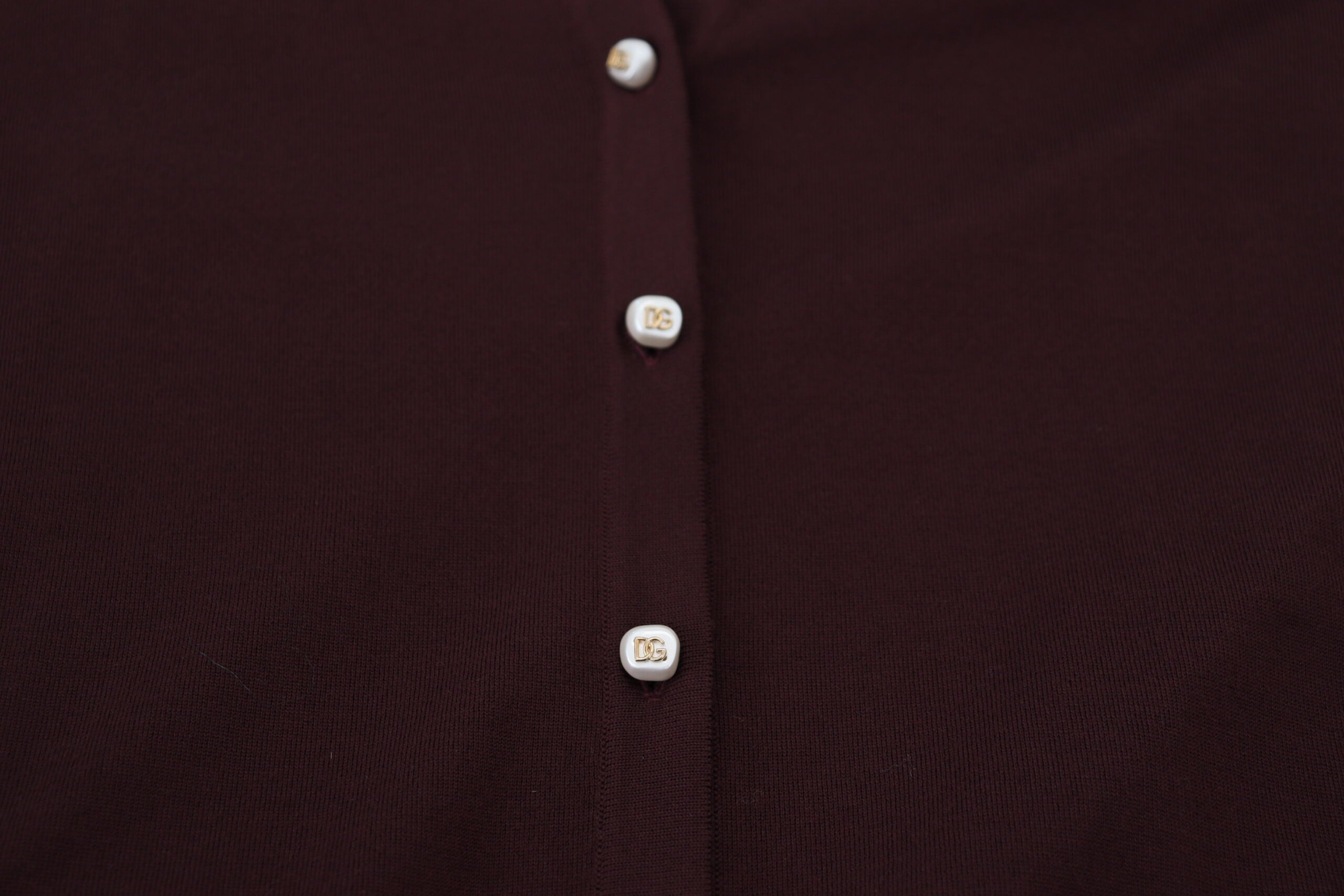 Dolce & Gabbana Chic Maroon V-Neck Wool Cardigan - ACCEXO