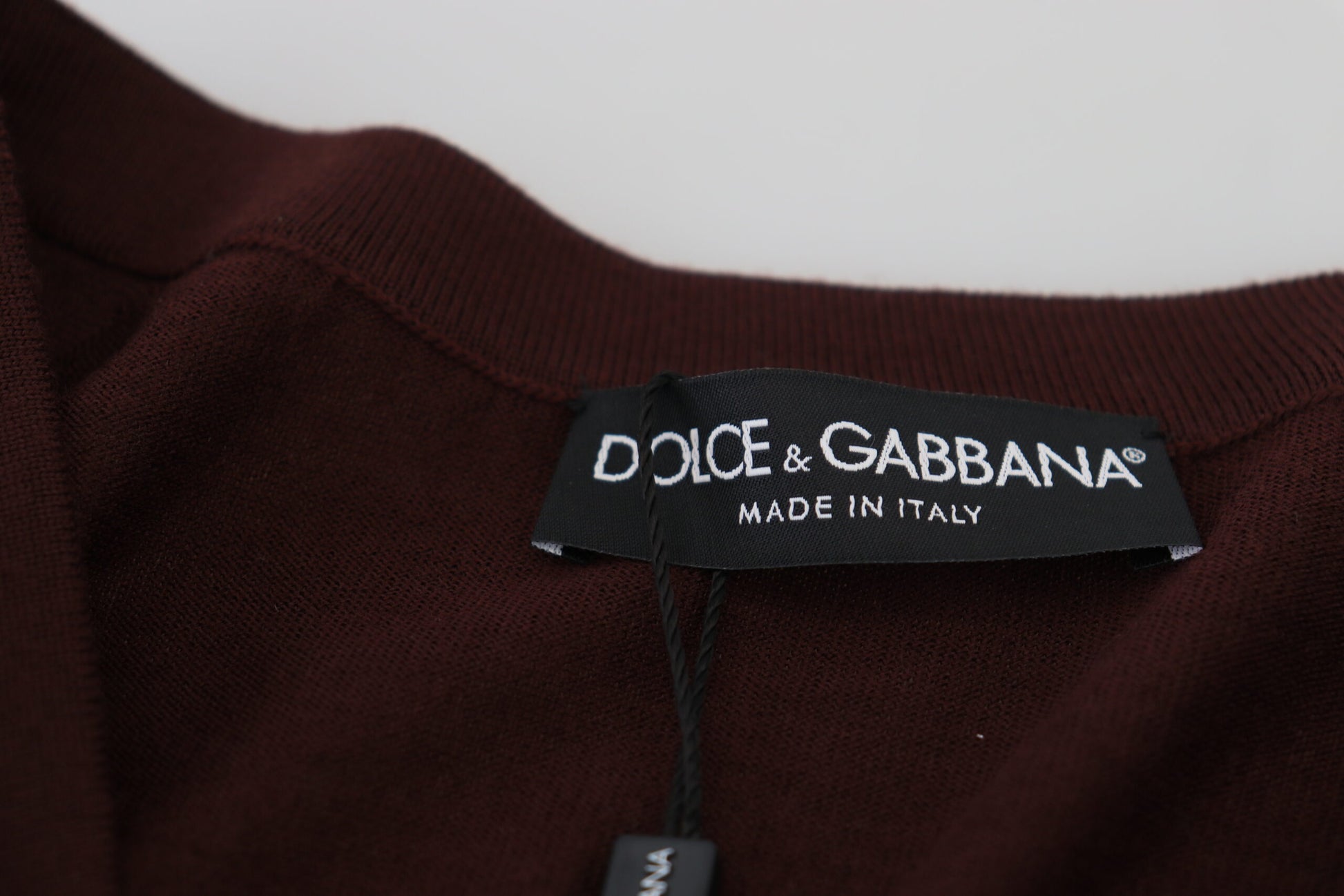 Dolce & Gabbana Chic Maroon V-Neck Wool Cardigan - ACCEXO