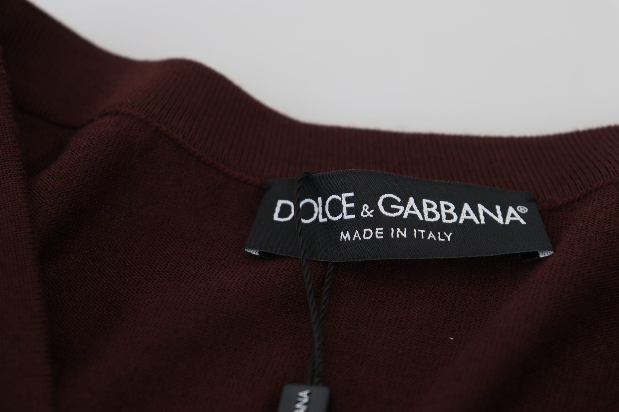 Dolce & Gabbana Chic Maroon V-Neck Wool Cardigan - ACCEXO