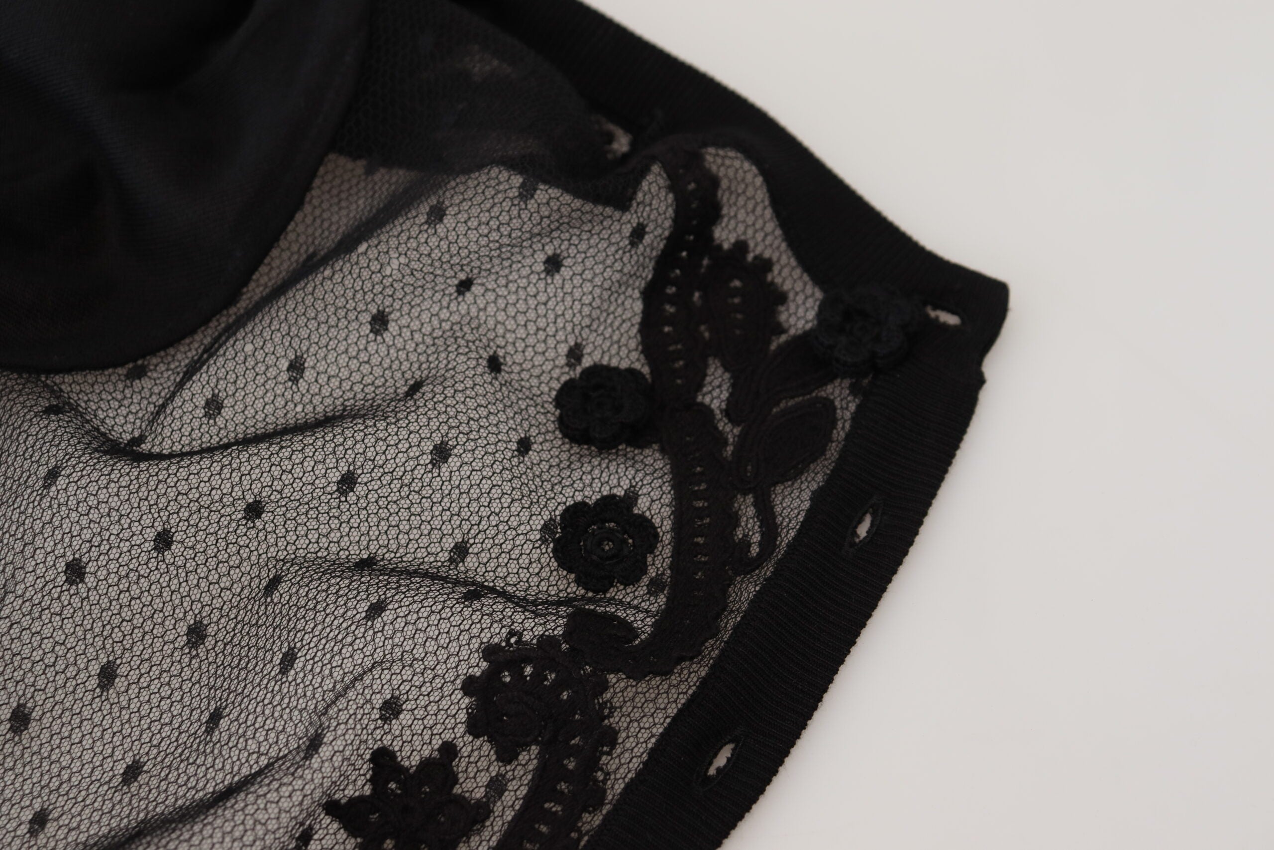 Dolce & Gabbana Elegant Black Floral Lace Cardigan Sweater - ACCEXO