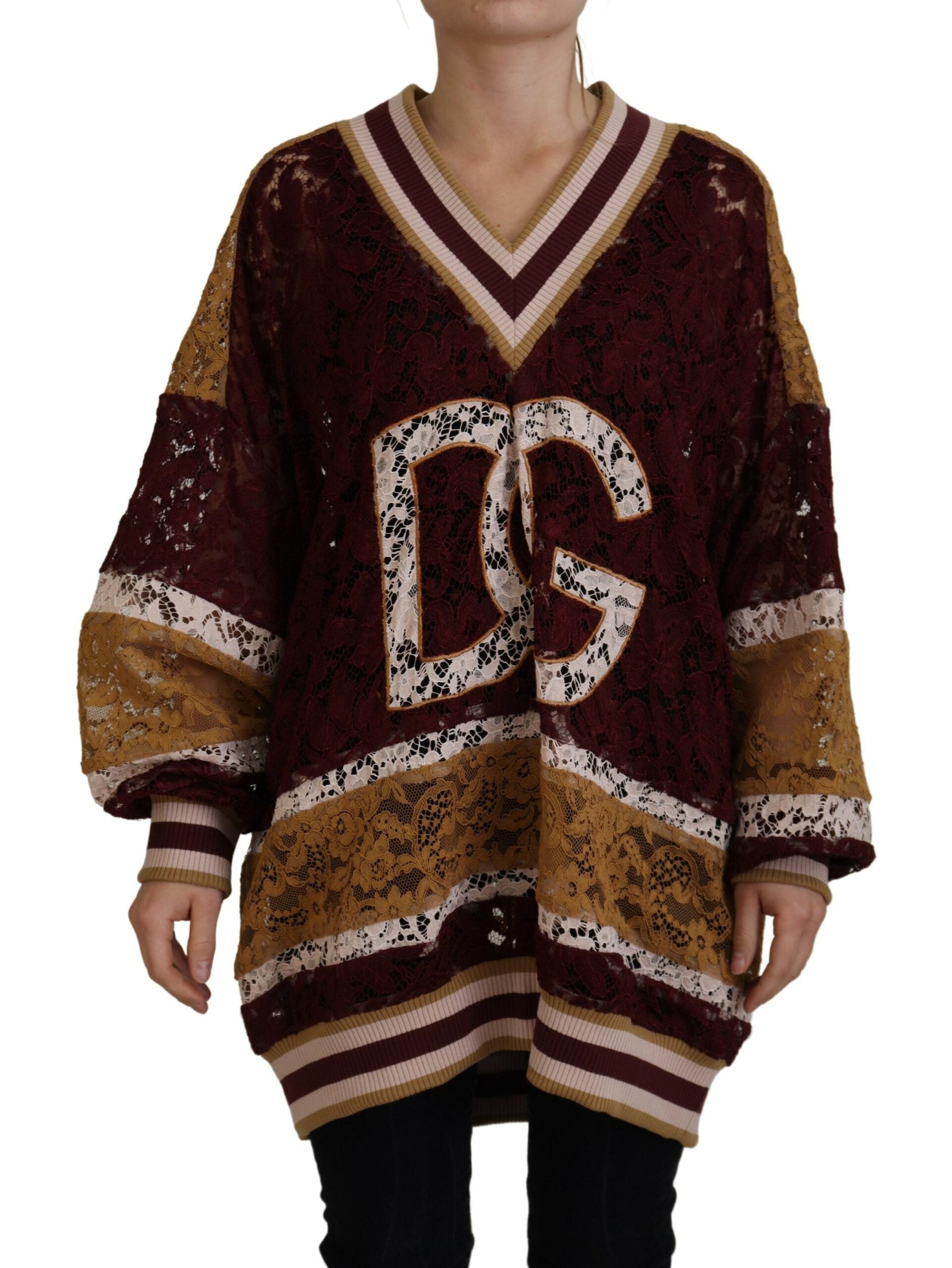 Dolce & Gabbana Multicolor V-Neck Pullover Sweater - ACCEXO