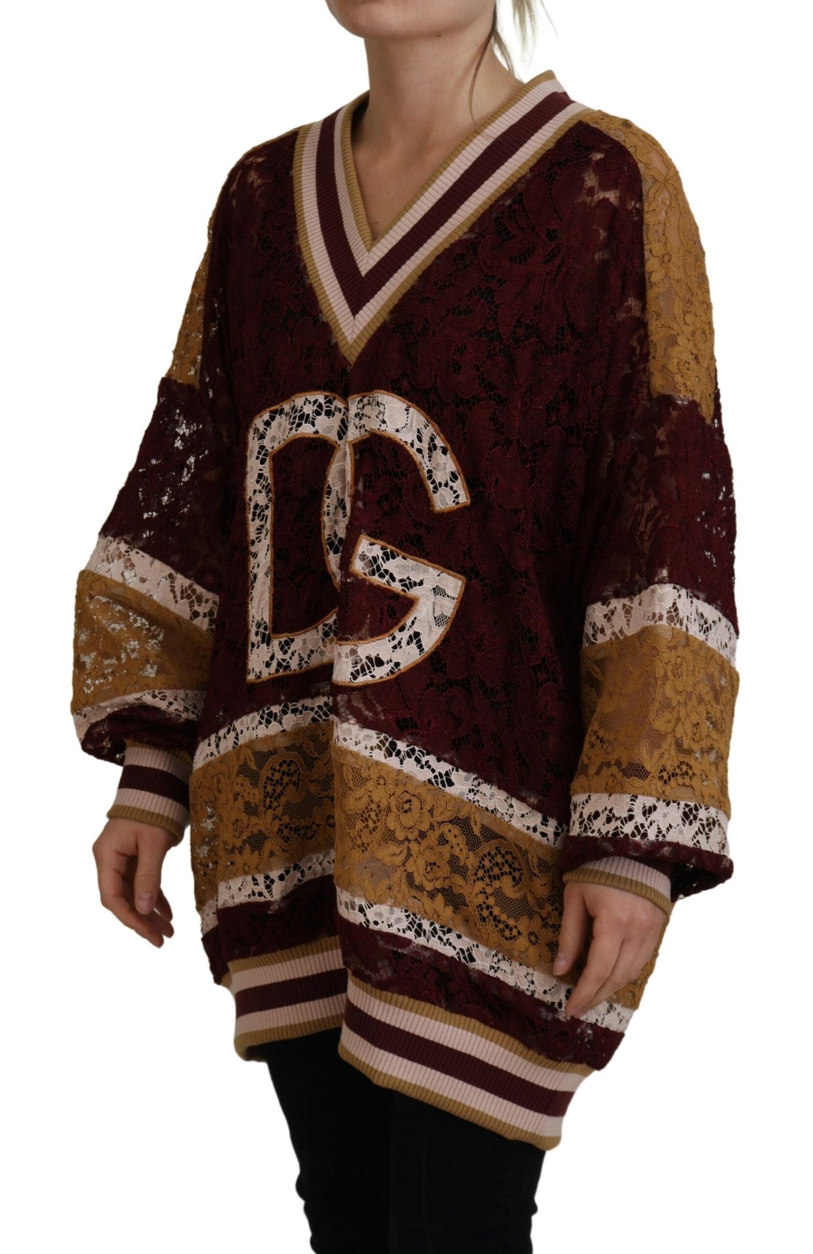 Dolce & Gabbana Multicolor V-Neck Pullover Sweater - ACCEXO