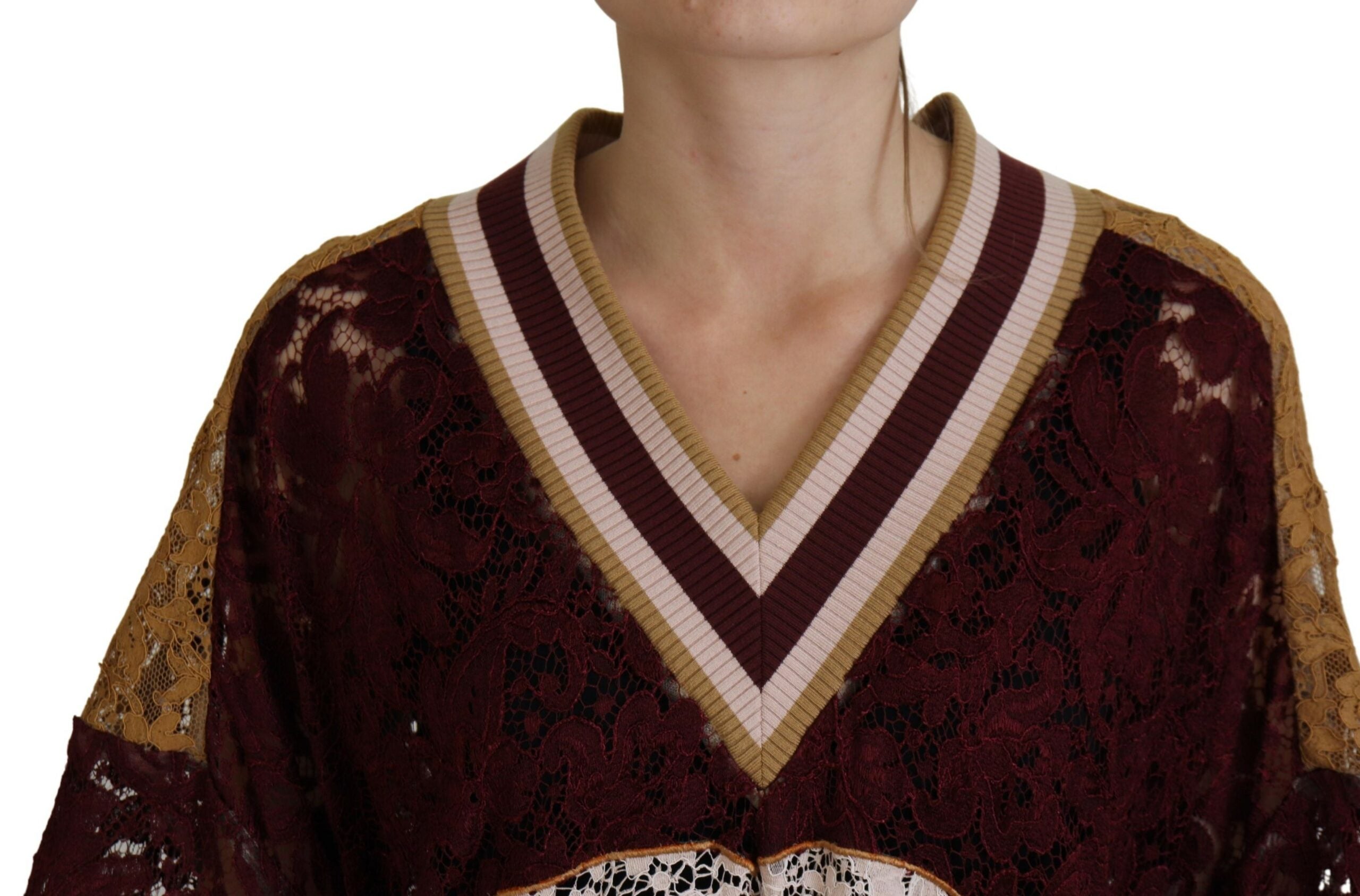 Dolce & Gabbana Multicolor V-Neck Pullover Sweater - ACCEXO