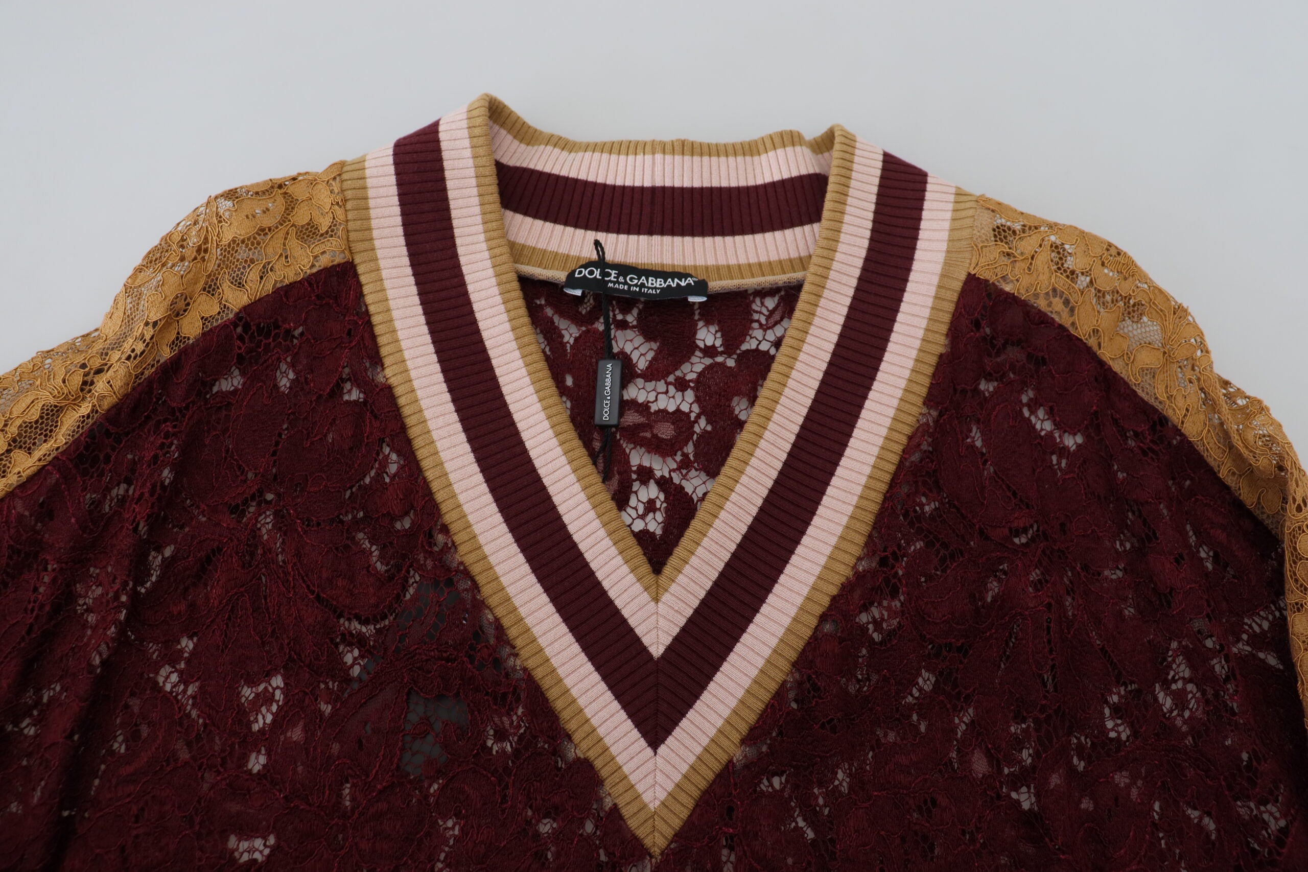 Dolce & Gabbana Multicolor V-Neck Pullover Sweater - ACCEXO
