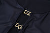 Dolce & Gabbana Elegant Black 3/4 Sleeve Top with Gold Detailing