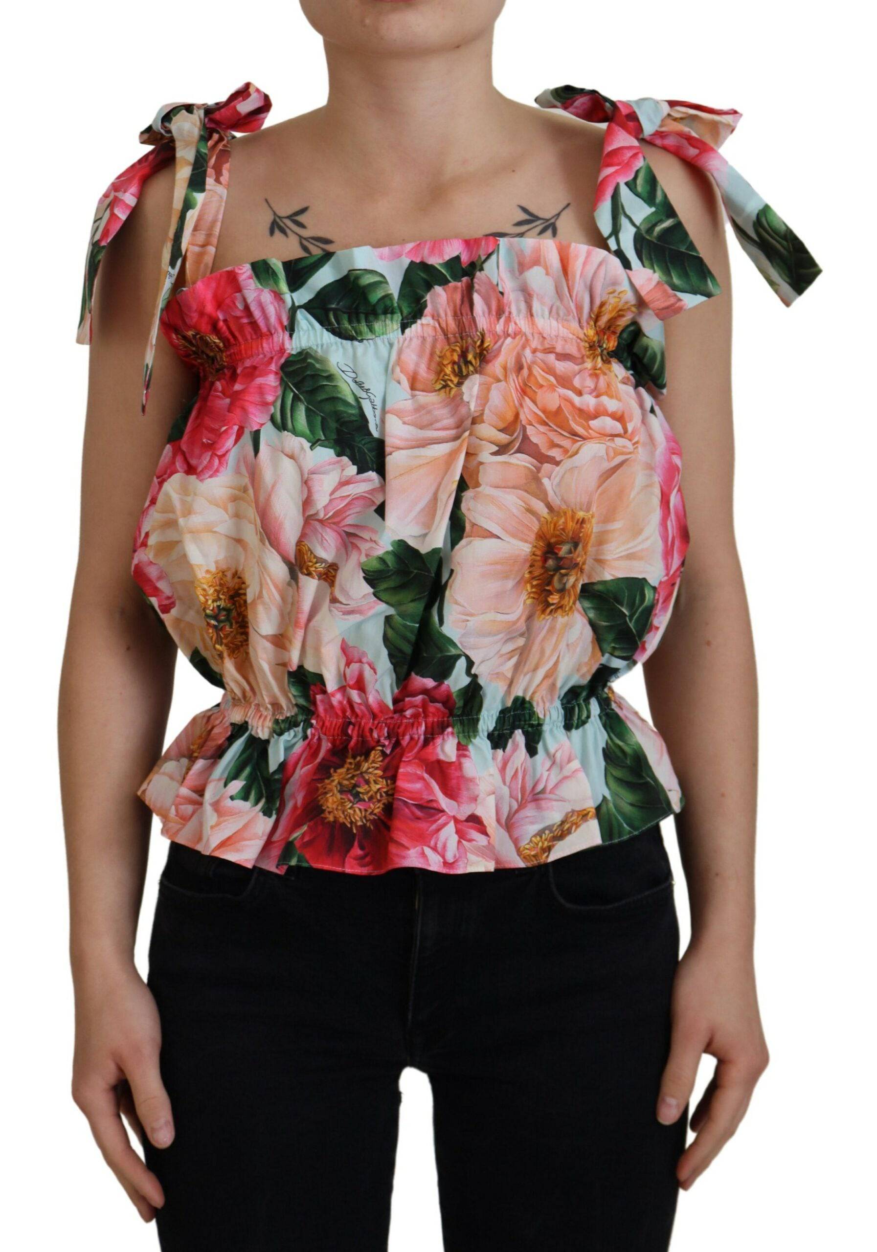Dolce & Gabbana Elegant Floral Print Sleeveless Tank Top - IT42|M