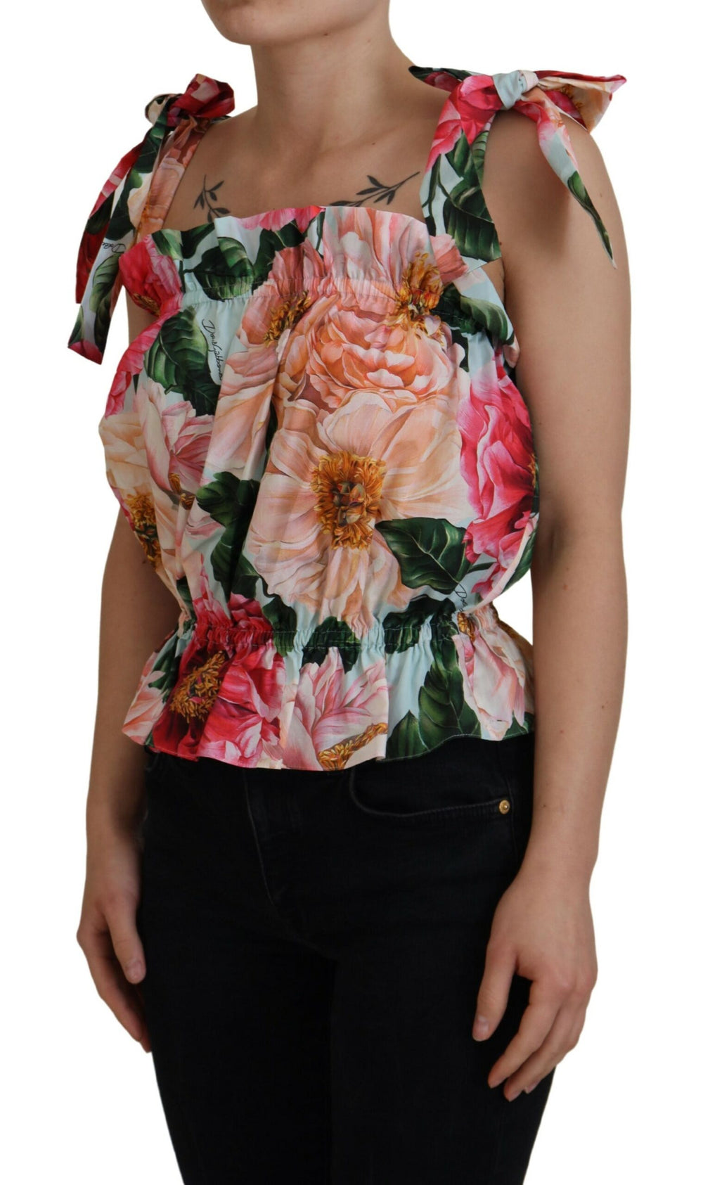 Dolce & Gabbana Elegant Floral Print Sleeveless Tank Top - IT42|M