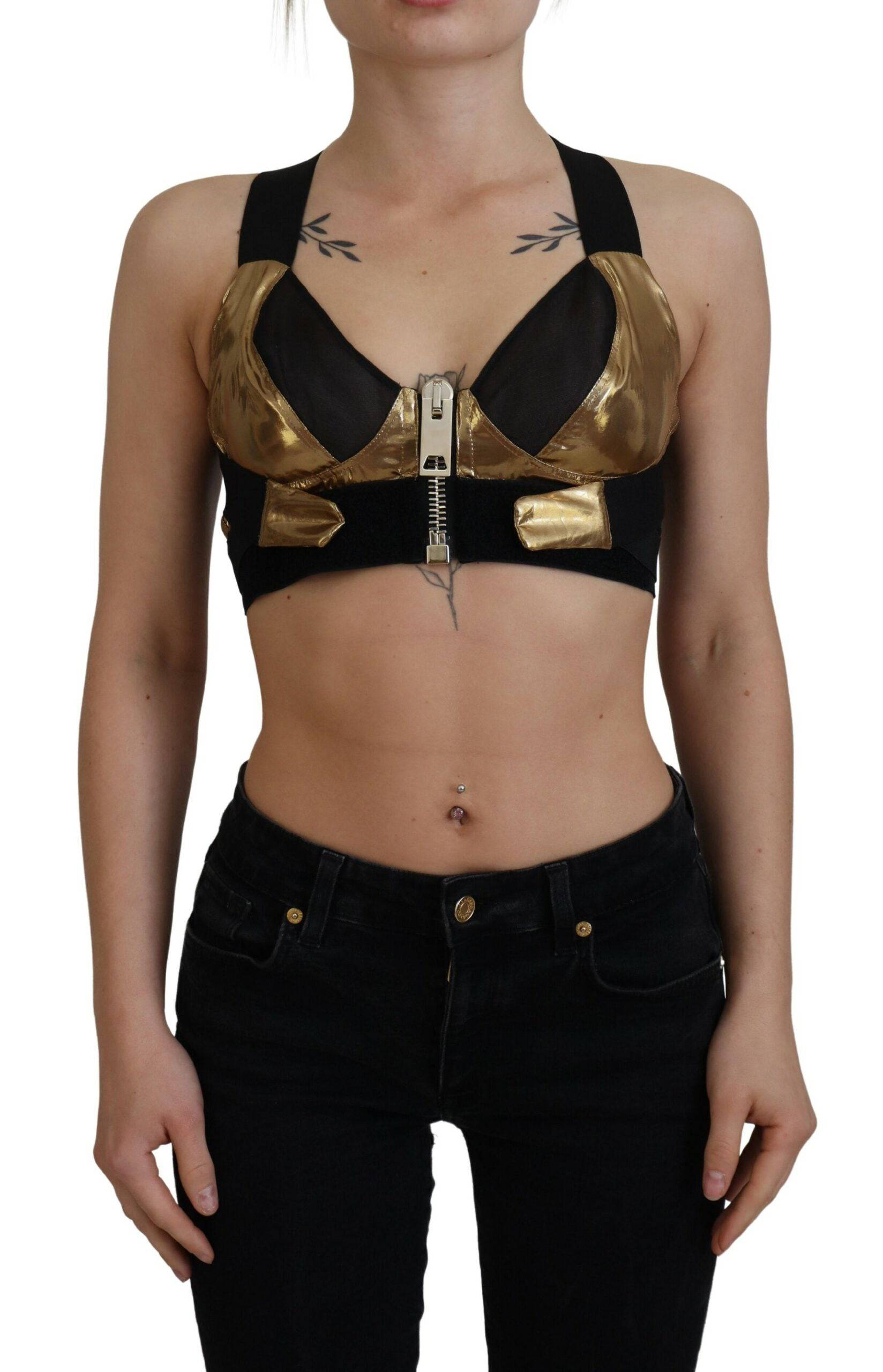 Dolce & Gabbana Elegant Cropped Top with Front Zipper - IT40|S