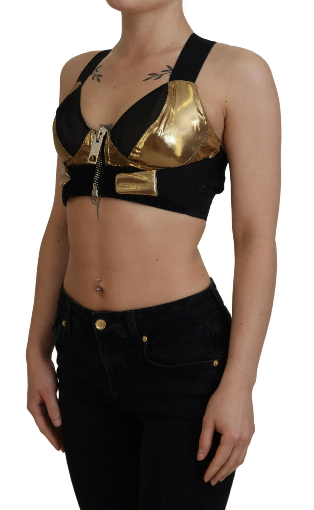 Dolce & Gabbana Elegant Cropped Top with Front Zipper - IT40|S