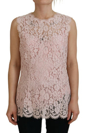 Dolce & Gabbana Elegant Sheer Lace Sleeveless Blouse in Pink - IT40|S