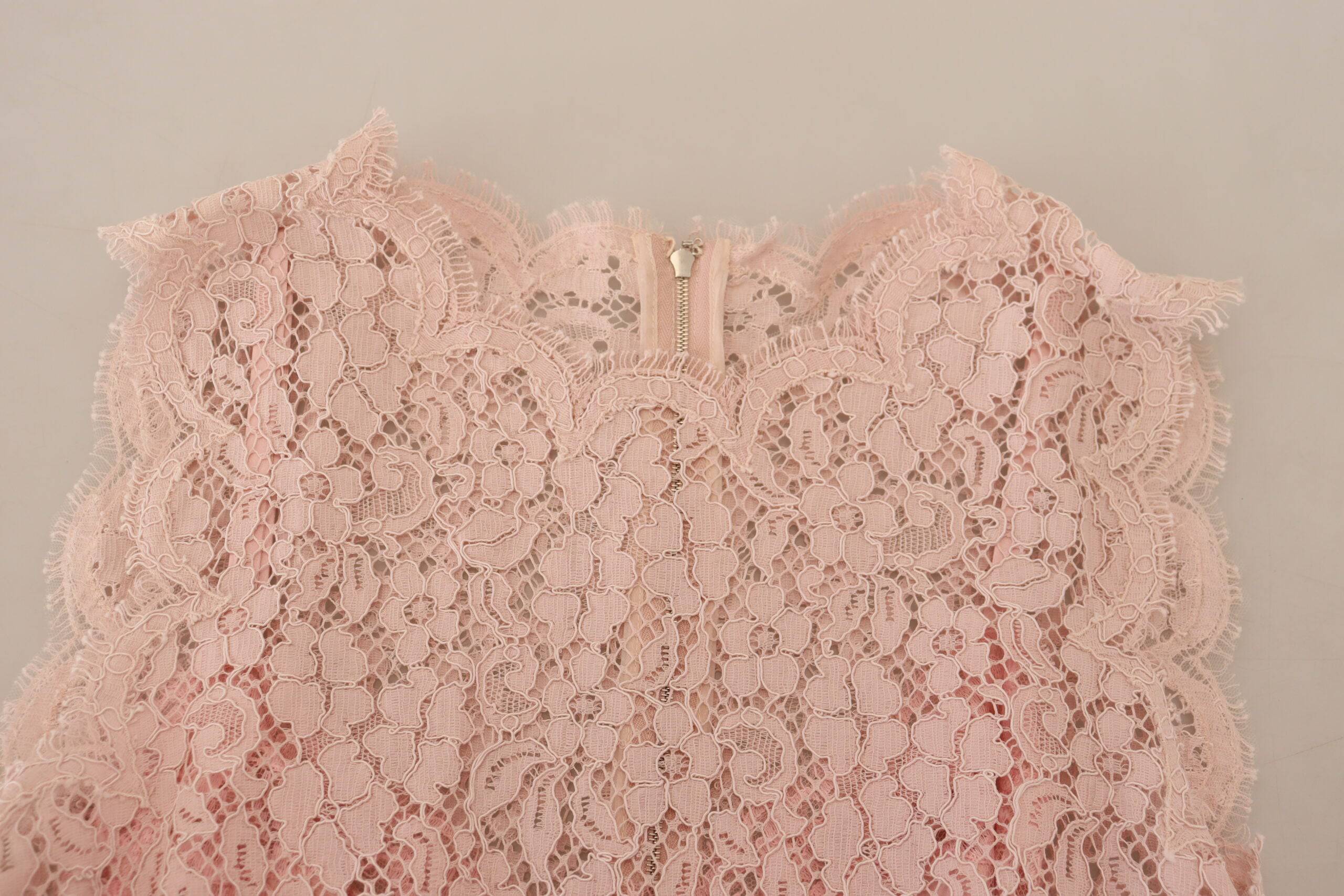 Dolce & Gabbana Elegant Sheer Lace Sleeveless Blouse in Pink - IT40|S