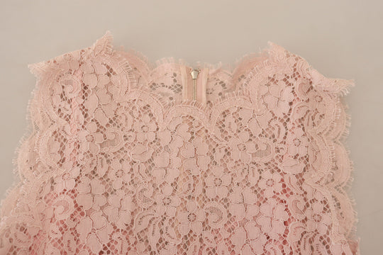 Dolce & Gabbana Elegant Sheer Lace Sleeveless Blouse in Pink