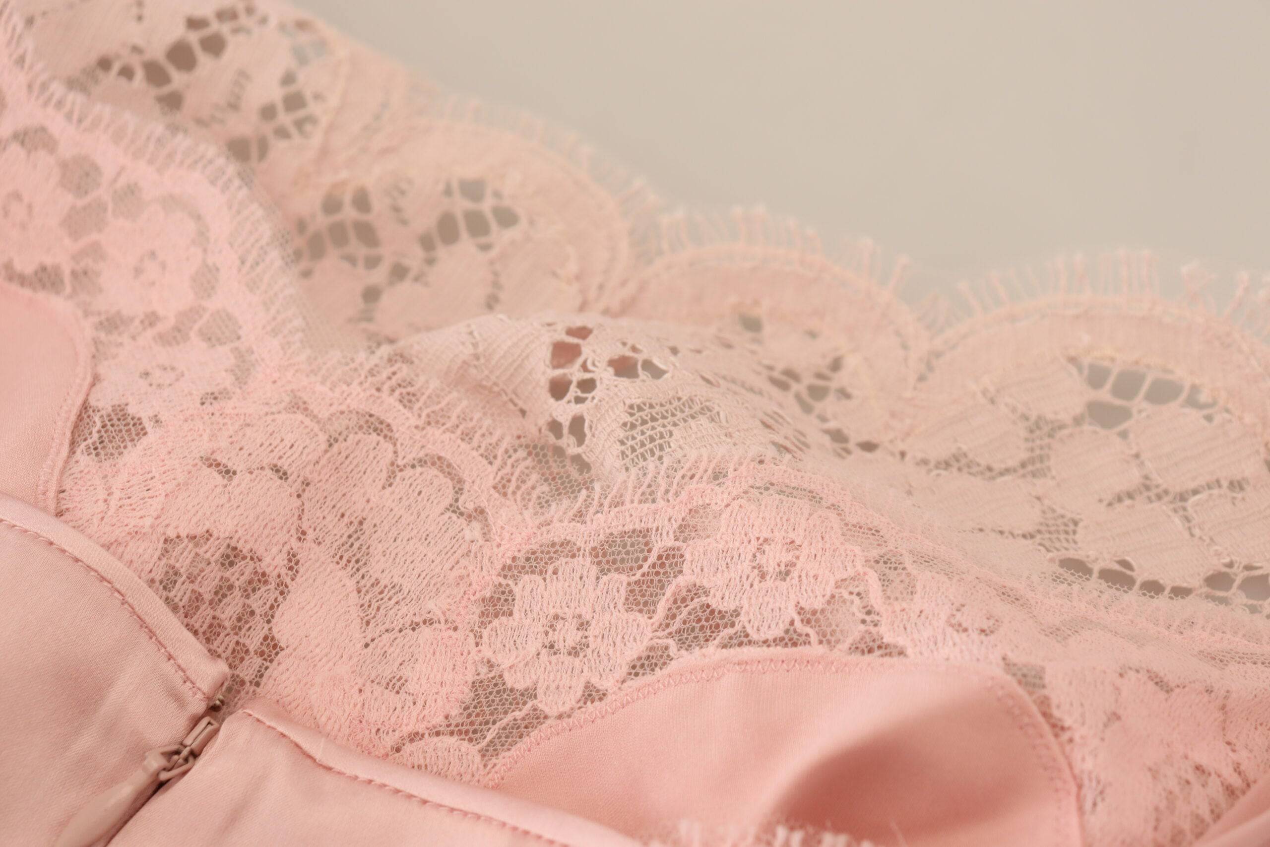 Dolce & Gabbana Elegant Sheer Lace Sleeveless Blouse in Pink - IT40|S