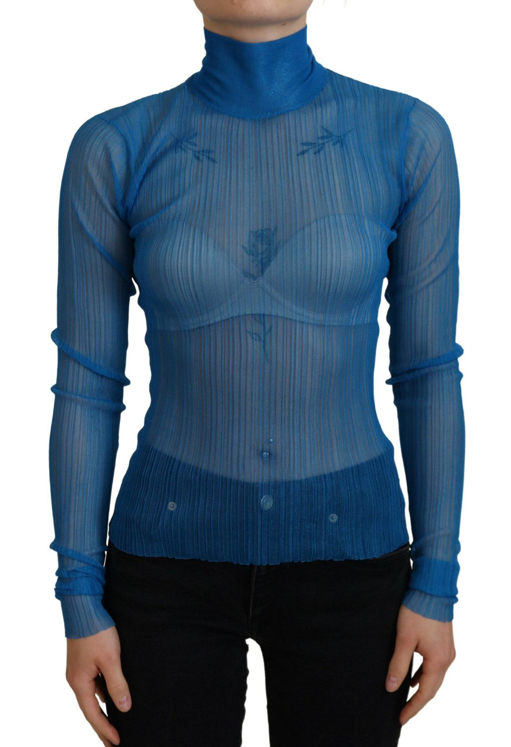 Dolce & Gabbana Elegant Blue Mesh Blouse Top - IT38|XS