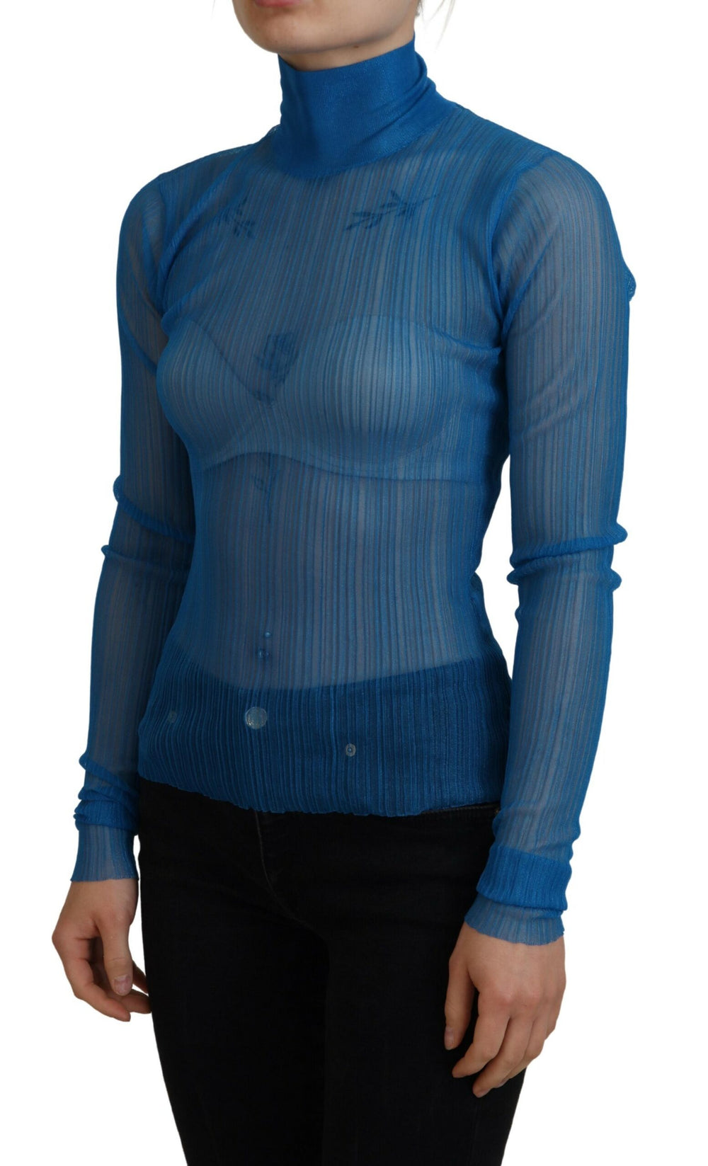 Dolce & Gabbana Elegant Blue Mesh Blouse Top - IT38|XS