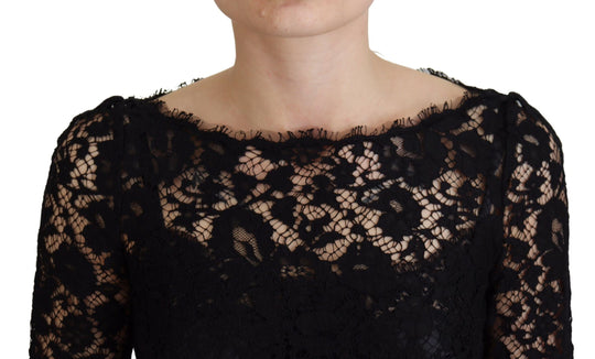 Dolce & Gabbana Elegant Floral Lace Long Sleeve Top