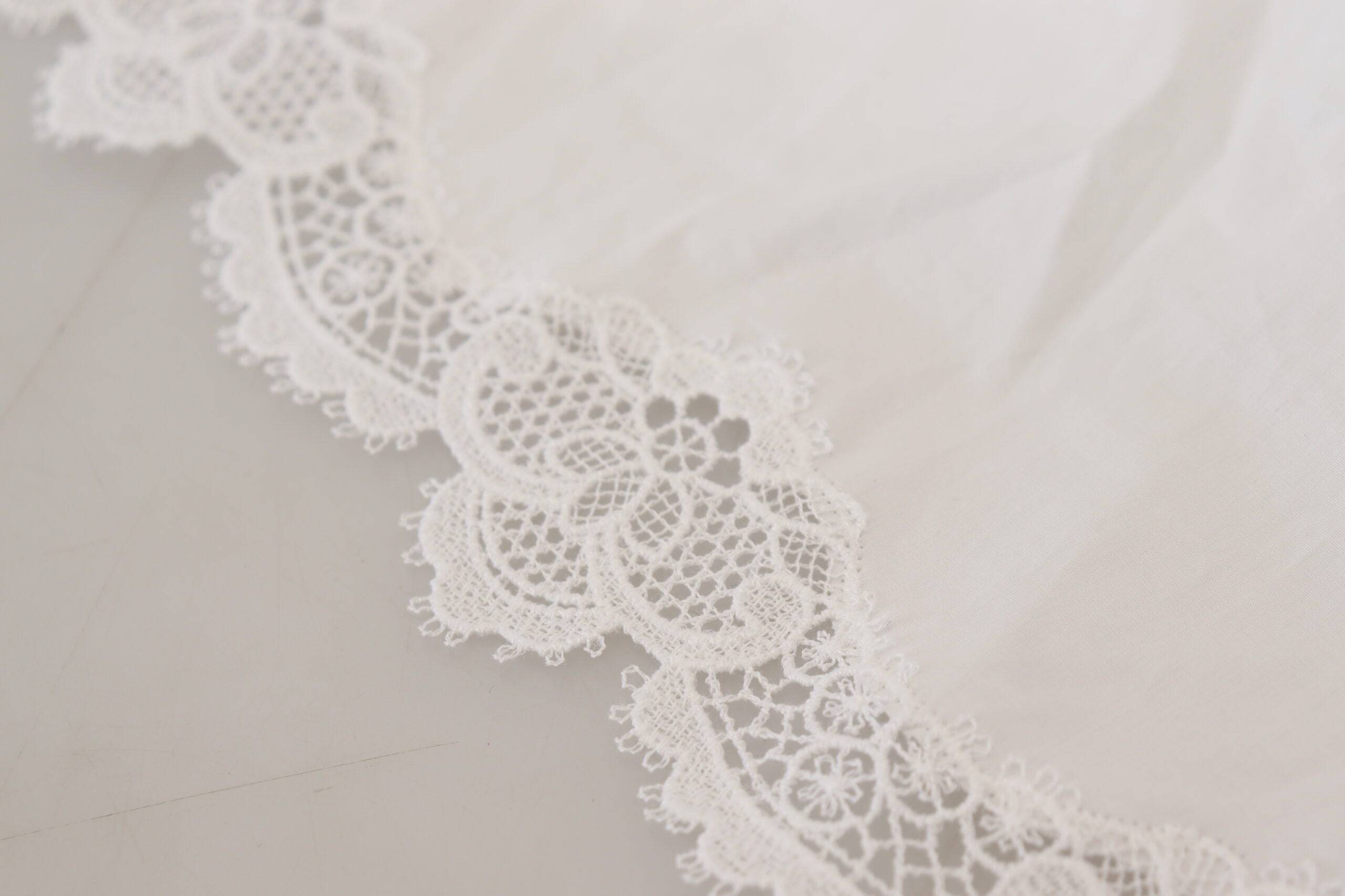 Dolce & Gabbana Elegant White Lace Trim Cotton Blouse - IT40|S