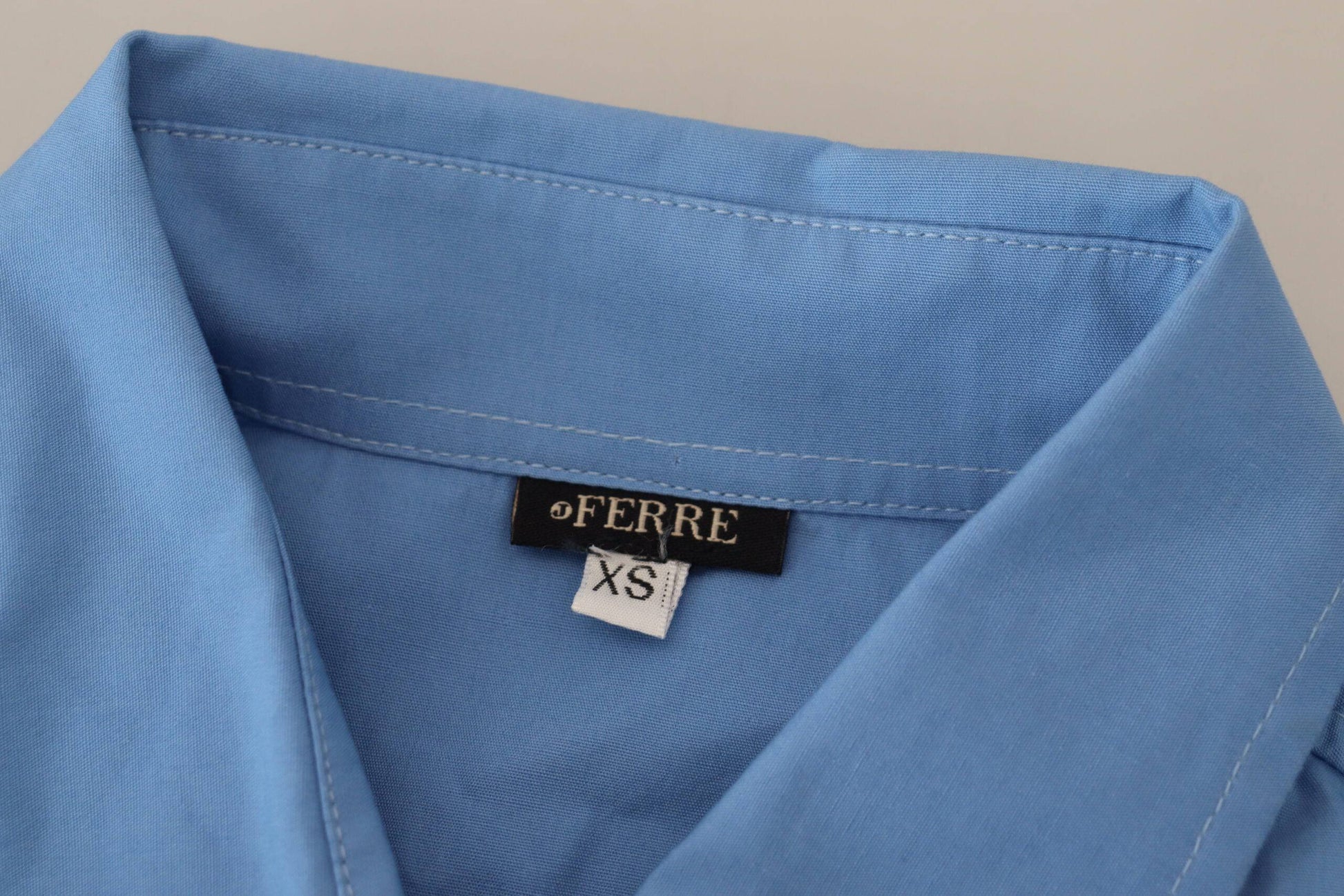 Ferre Elegant Blue Cotton Long Sleeve Polo Top - IT38|XS