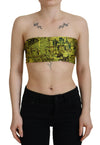 John Galliano Chic Yellow Graphic Cropped Top