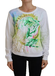 Versace Jeans Elegant White Graphic Crew Neck Sweater - ACCEXO