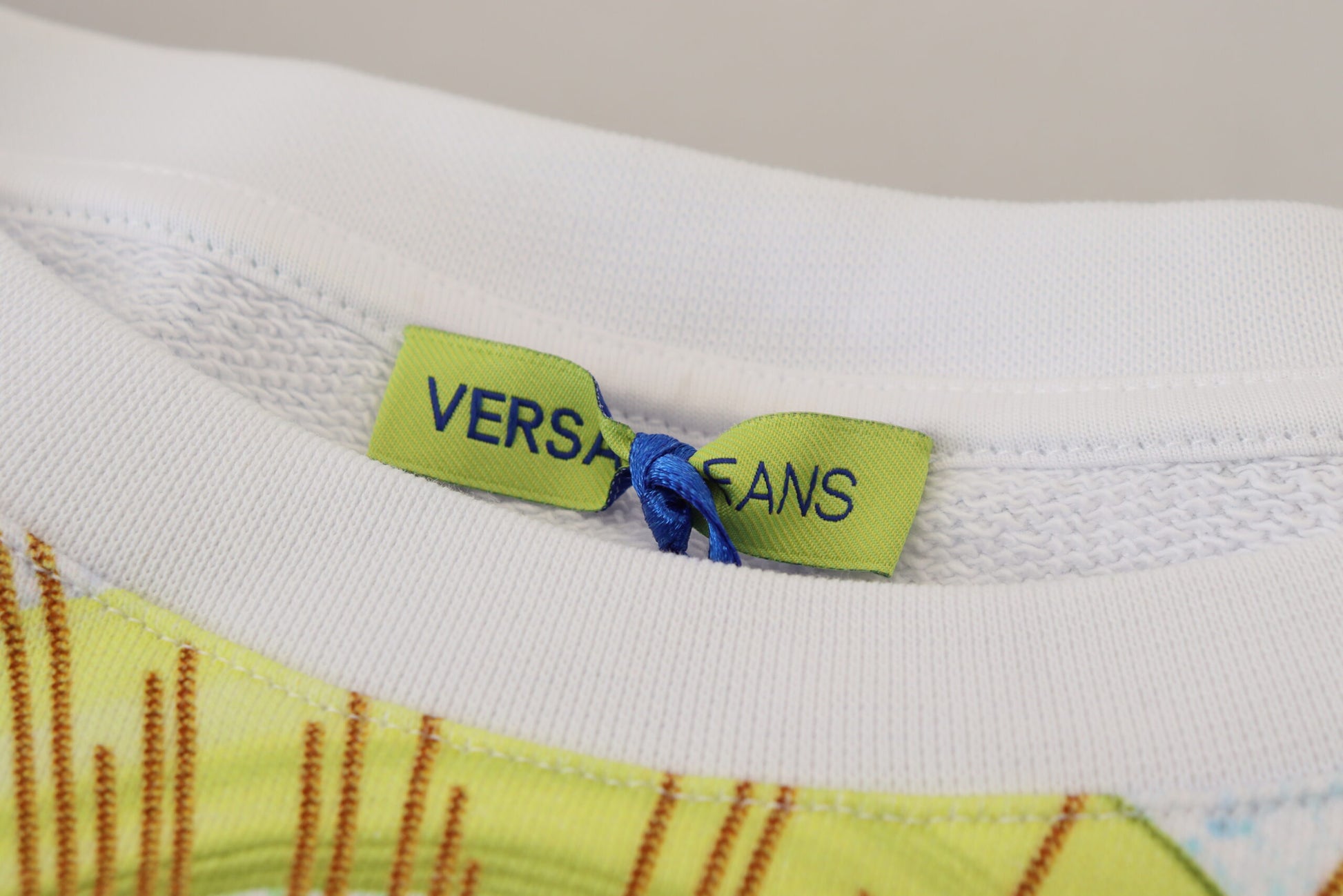 Versace Jeans Elegant White Graphic Crew Neck Sweater - ACCEXO