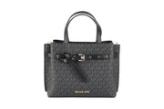 Michael Kors Emilia Small Black Signature PVC Satchel Crossbody Handbag Purse - ACCEXO