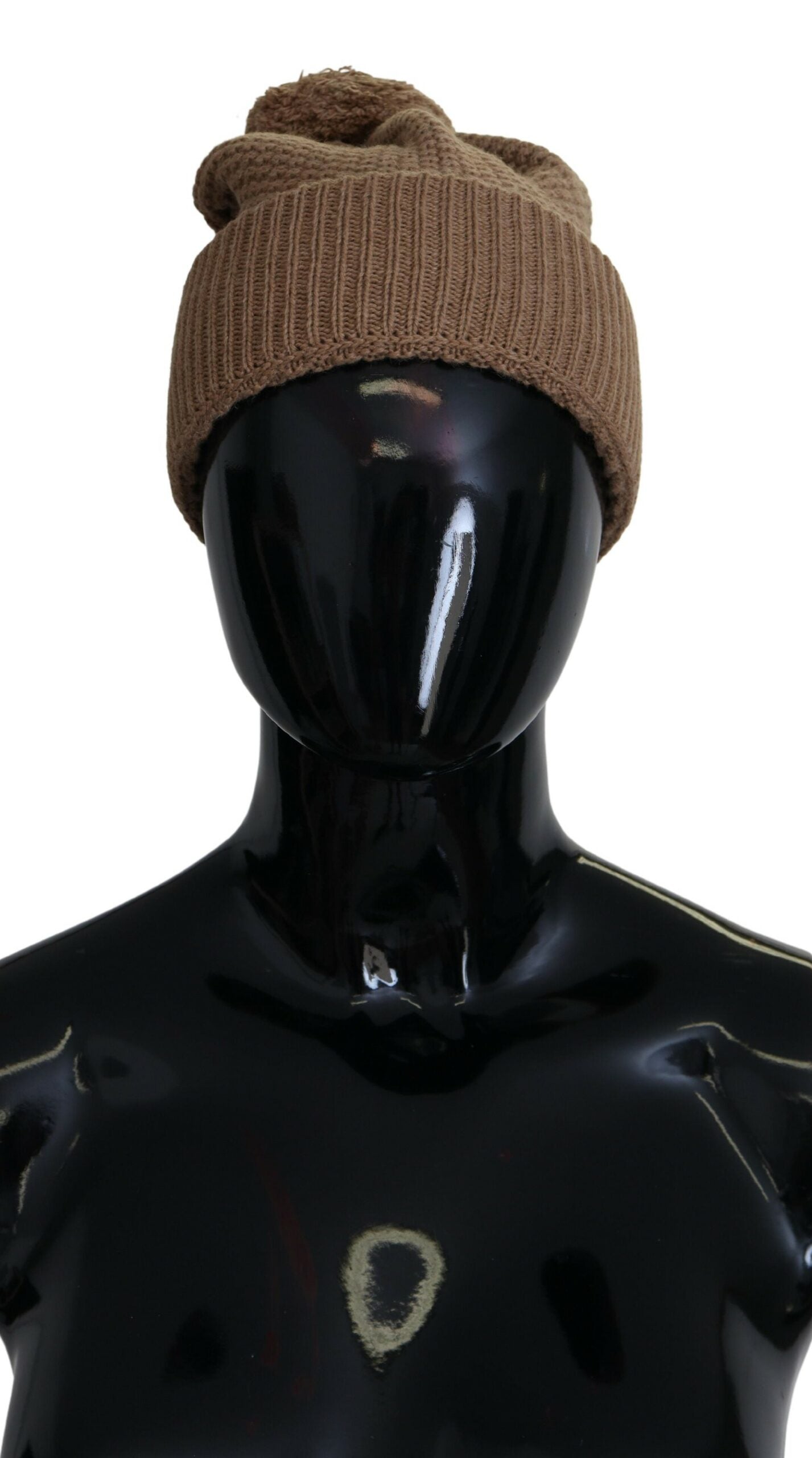 Dolce & Gabbana Elegant Camel Knit Beanie with Fur Accent - ACCEXO