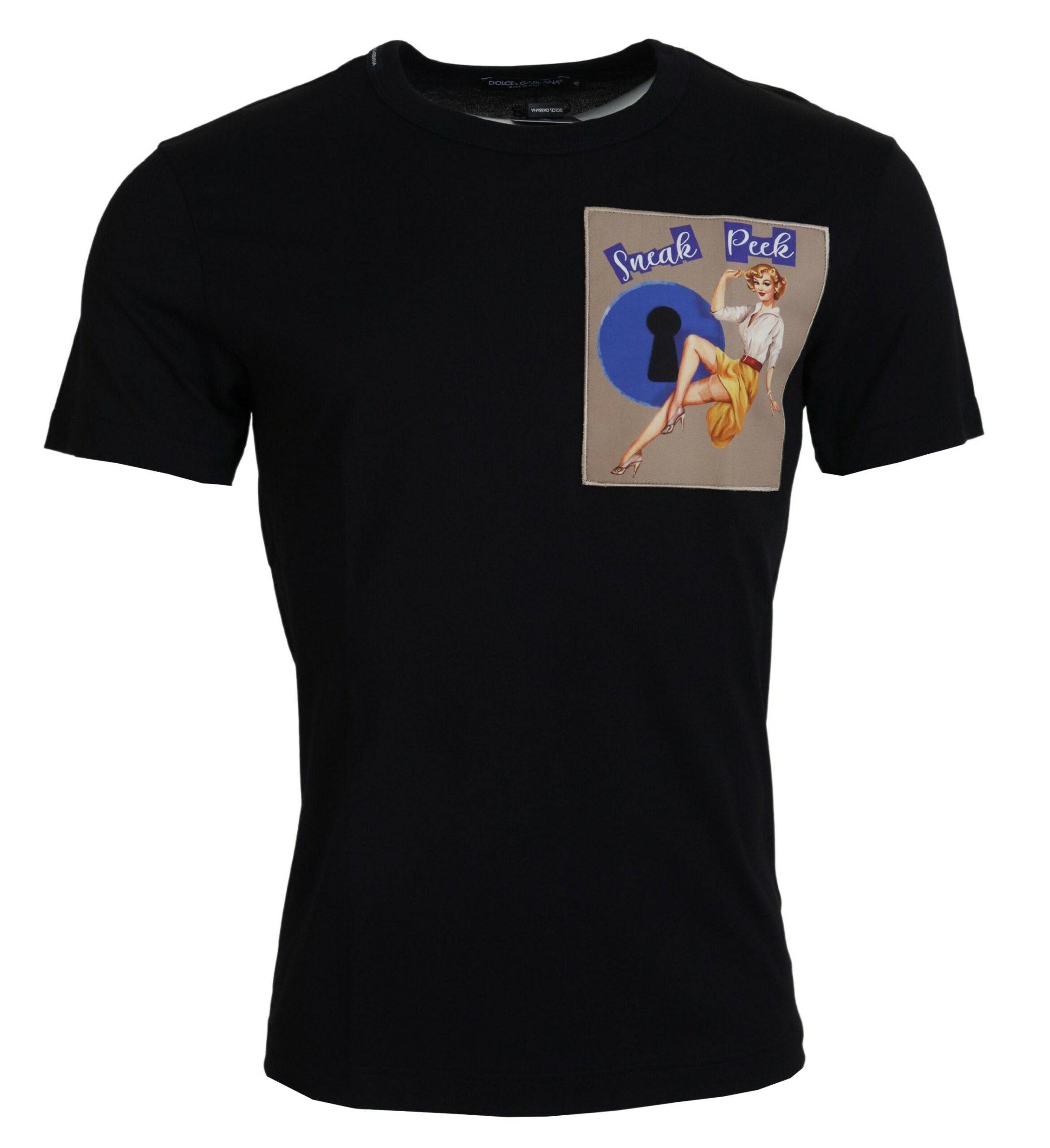 Dolce & Gabbana Chic Black Cotton Tee for the Modern Man - IT46 | S