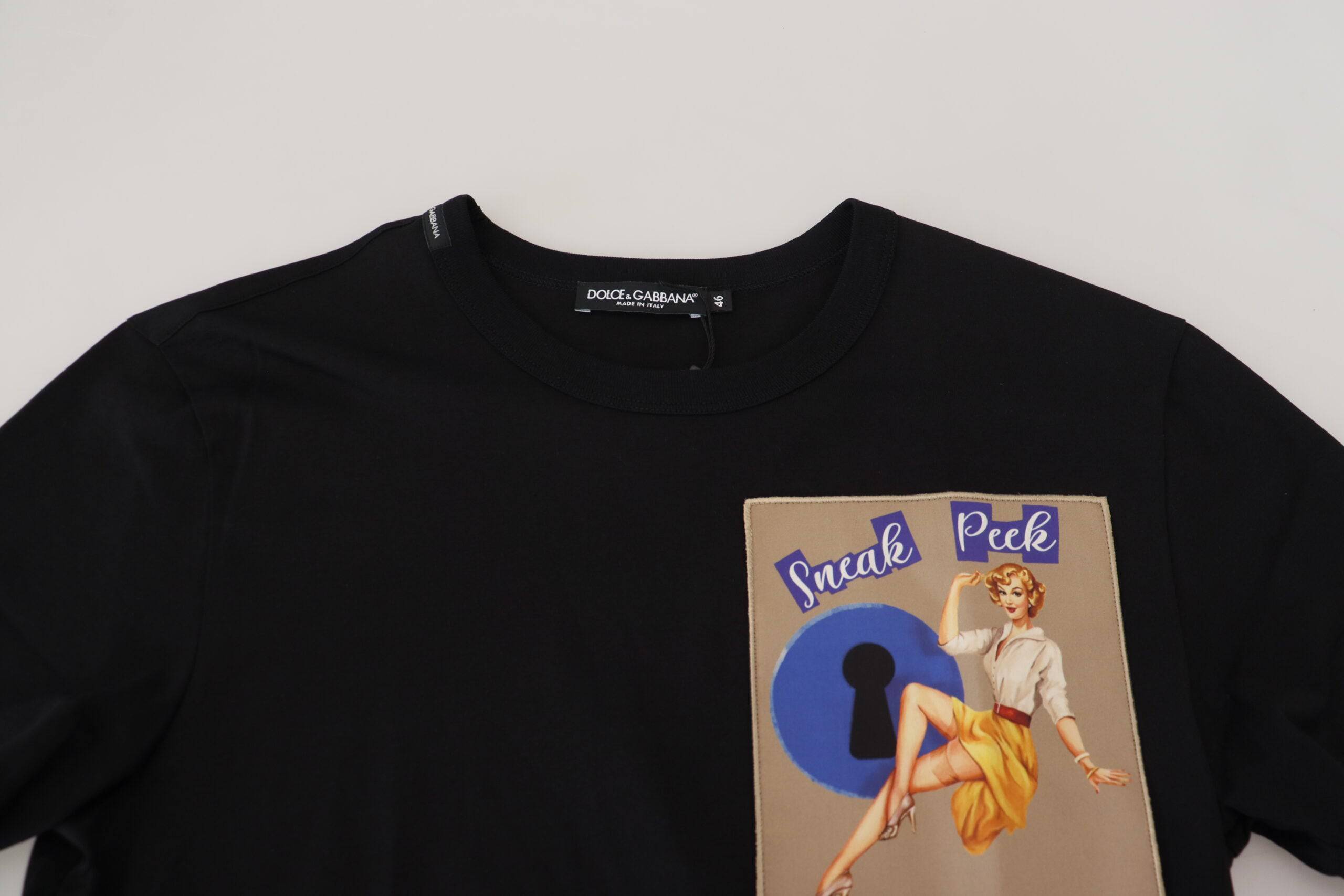Dolce & Gabbana Chic Black Cotton Tee for the Modern Man - IT46 | S