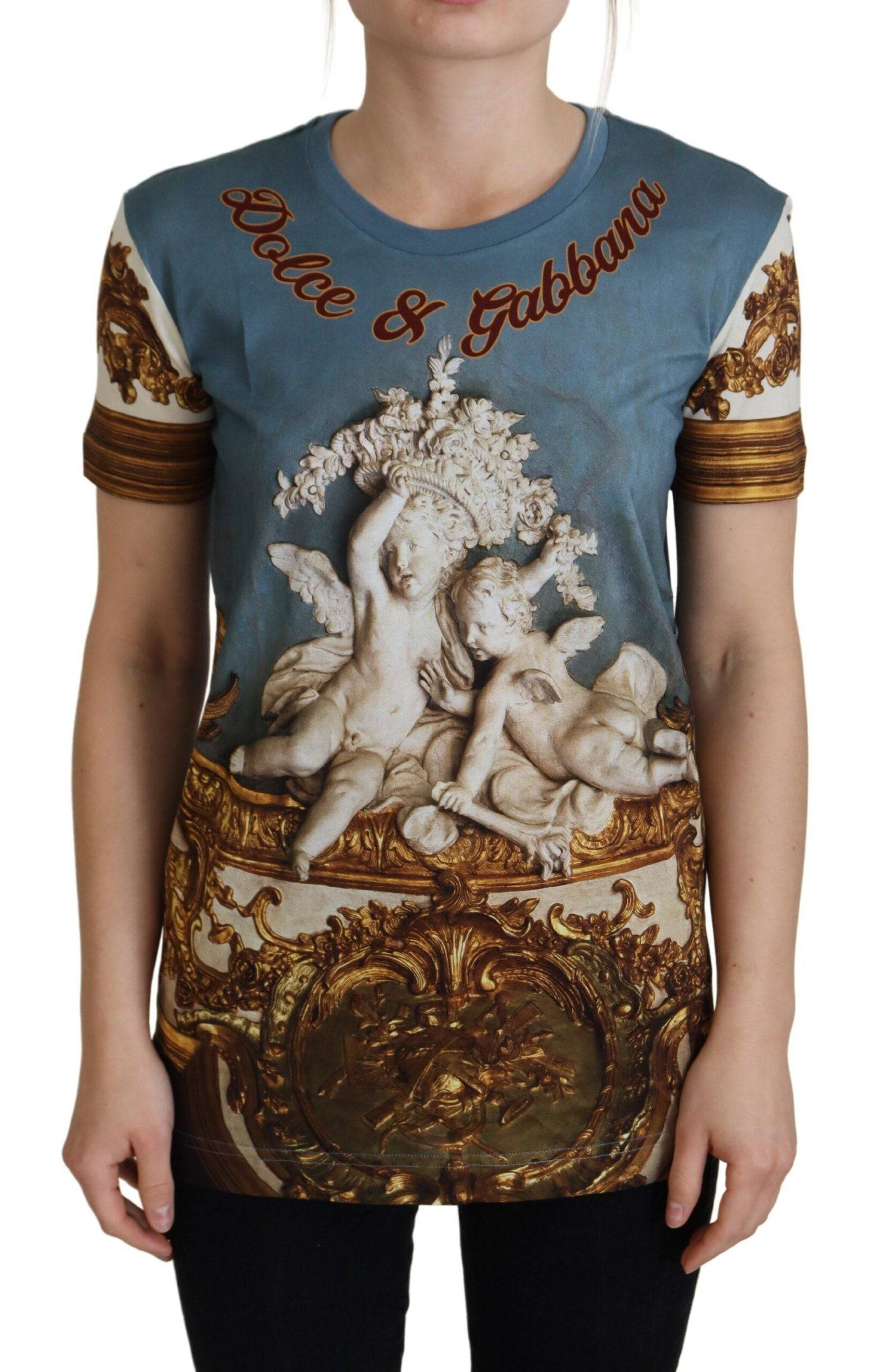 Dolce & Gabbana Chic Angel Print Casual Cotton Tee - IT36|XXS