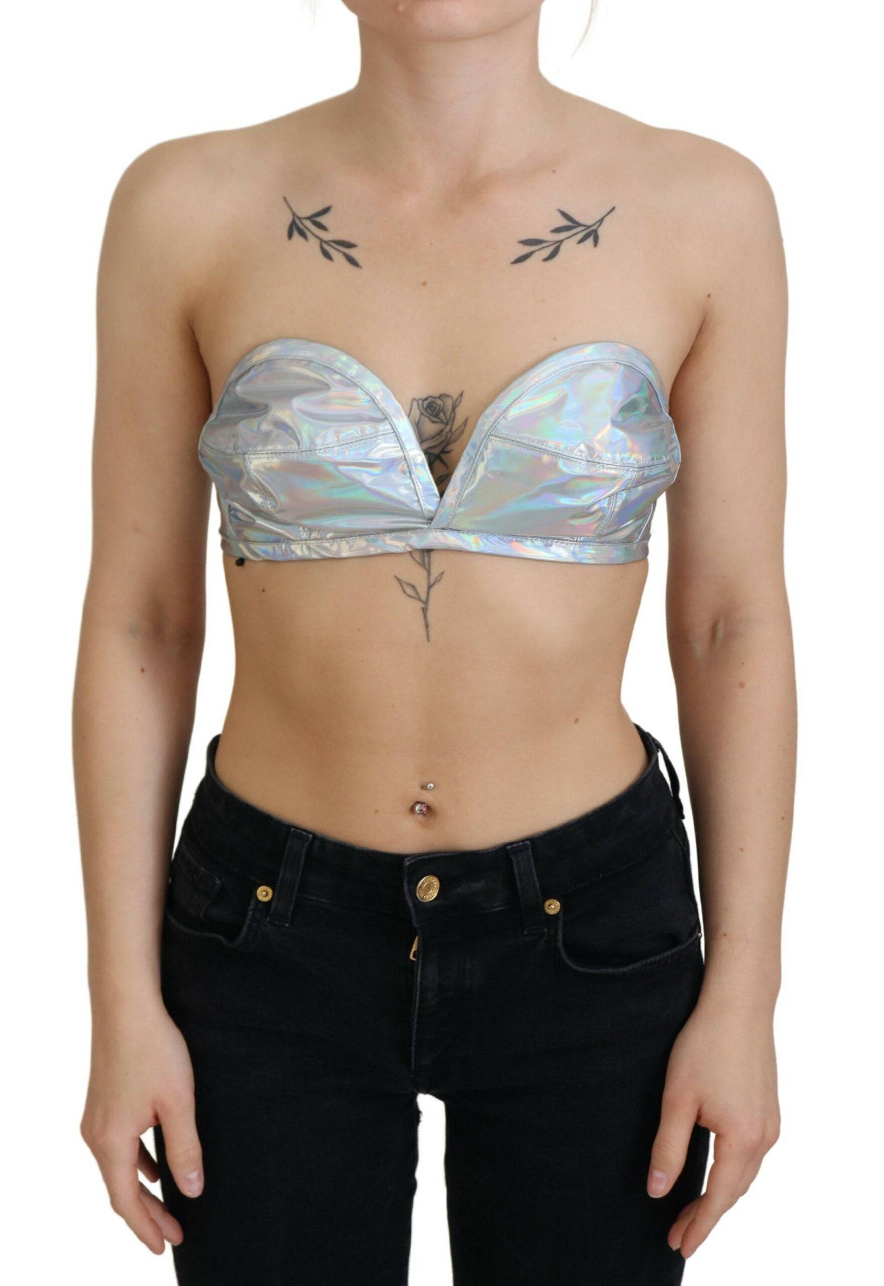 Dolce & Gabbana Silver Shimmer Bustier Top - IT40|S