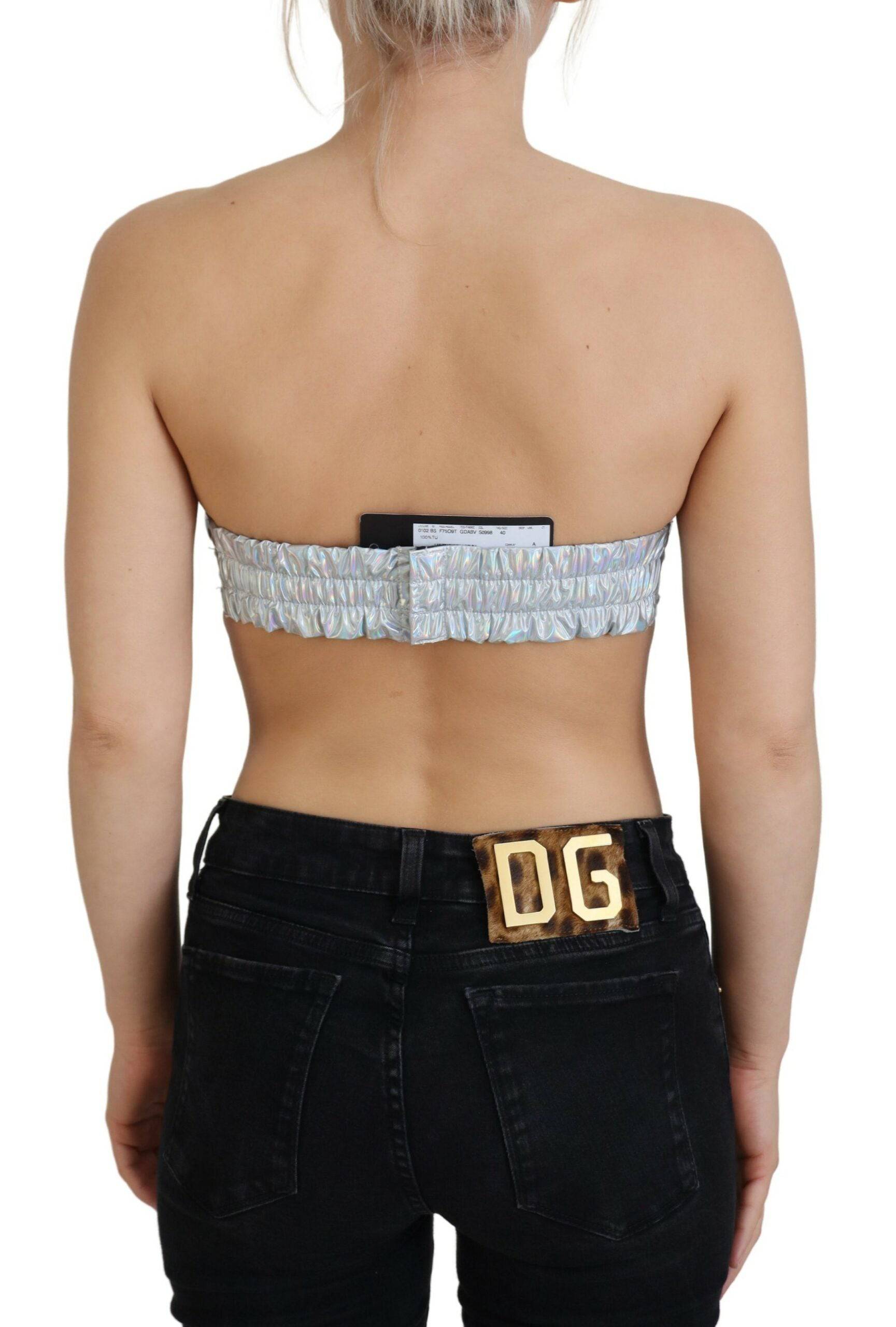 Dolce & Gabbana Silver Shimmer Bustier Top - IT40|S