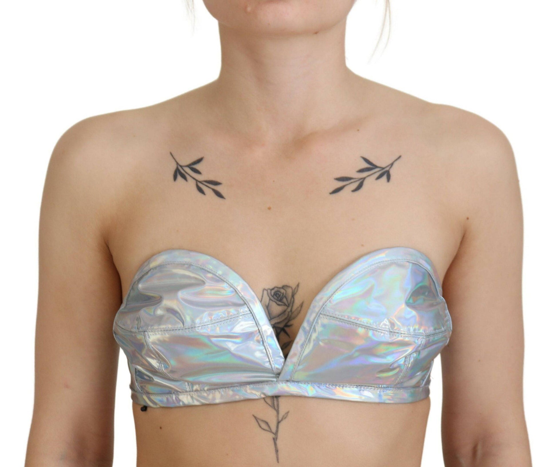 Dolce & Gabbana Silver Shimmer Bustier Top - IT40|S