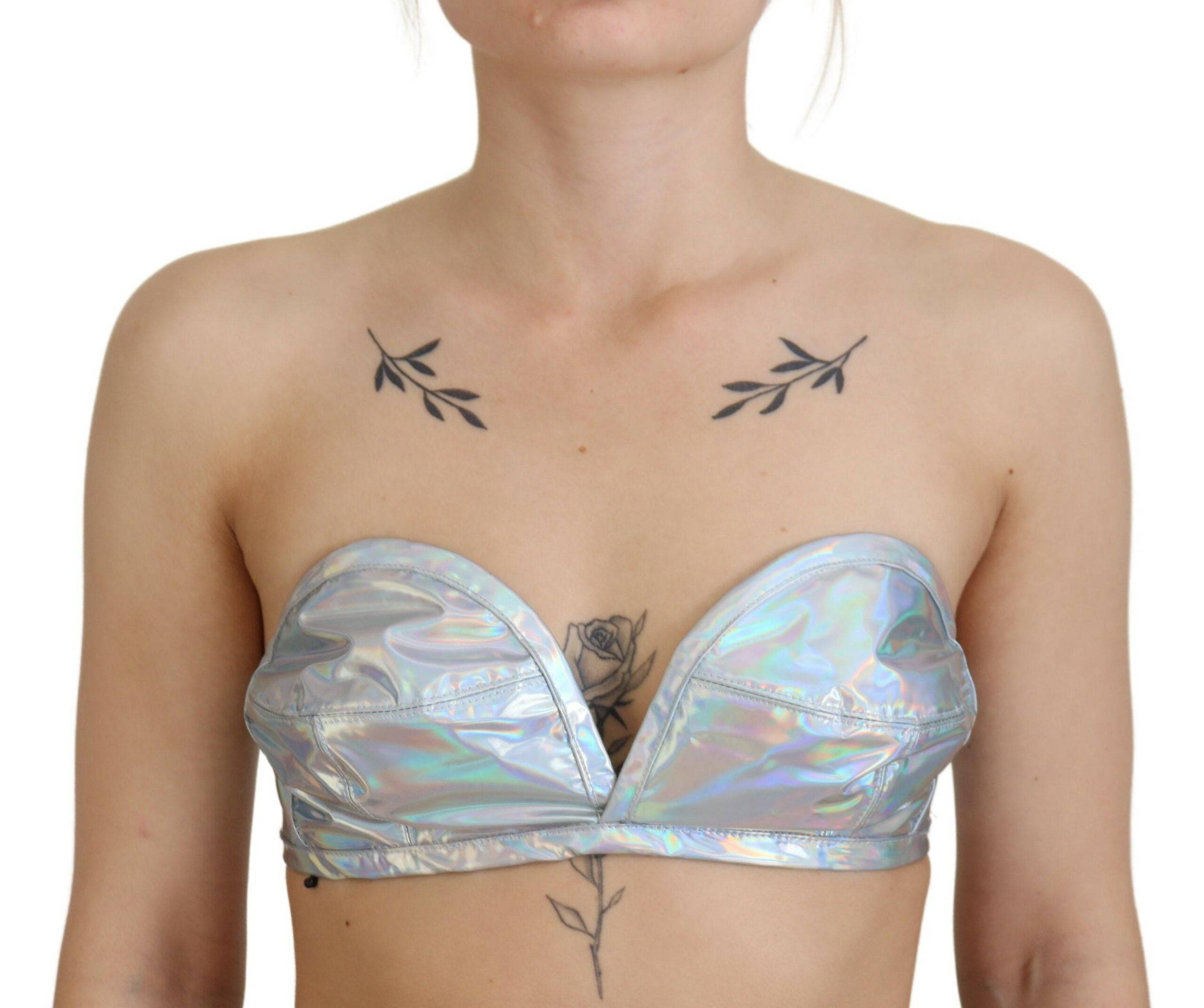 Dolce & Gabbana Silver Shimmer Bustier Top - IT40|S