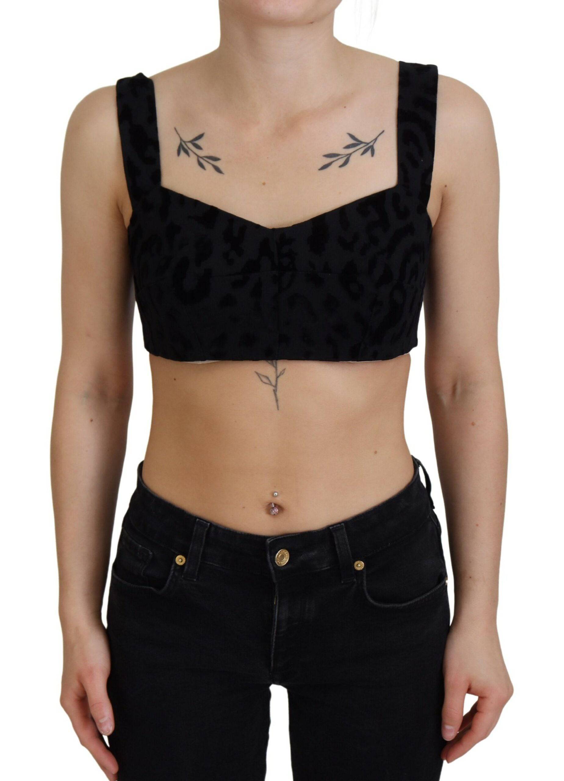 Dolce & Gabbana Elegant Black Cotton Blend Bustier Corset Top - IT40|S