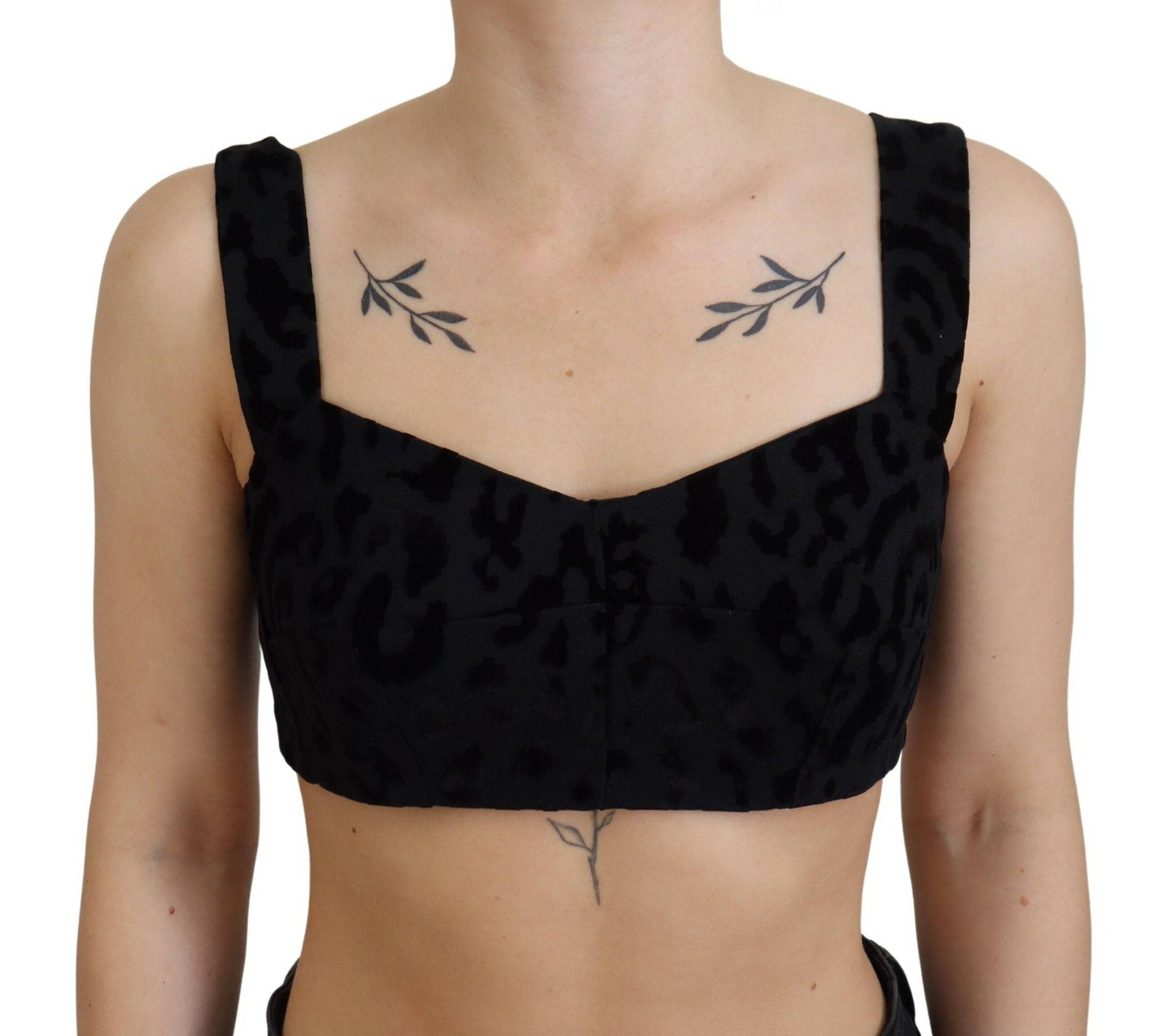 Dolce & Gabbana Elegant Black Cotton Blend Bustier Corset Top - IT40|S