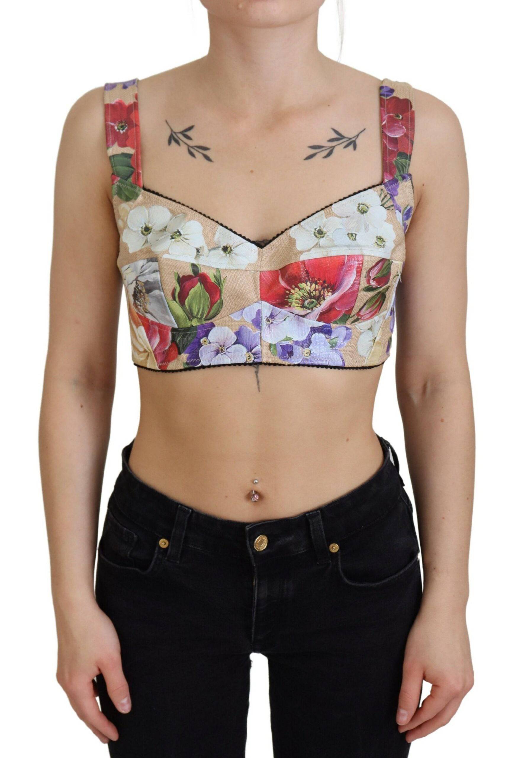 Dolce & Gabbana Floral Print Bustier Crop Top - IT40|S