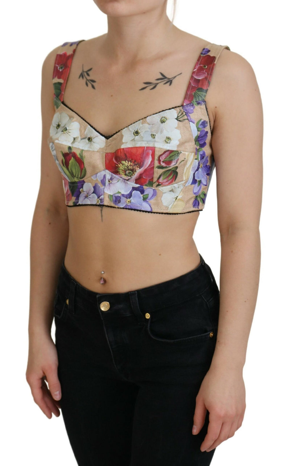 Dolce & Gabbana Floral Print Bustier Crop Top - IT40|S