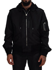 Dolce & Gabbana Sleek Black Hooded Bomber Jacket - IT50 | L