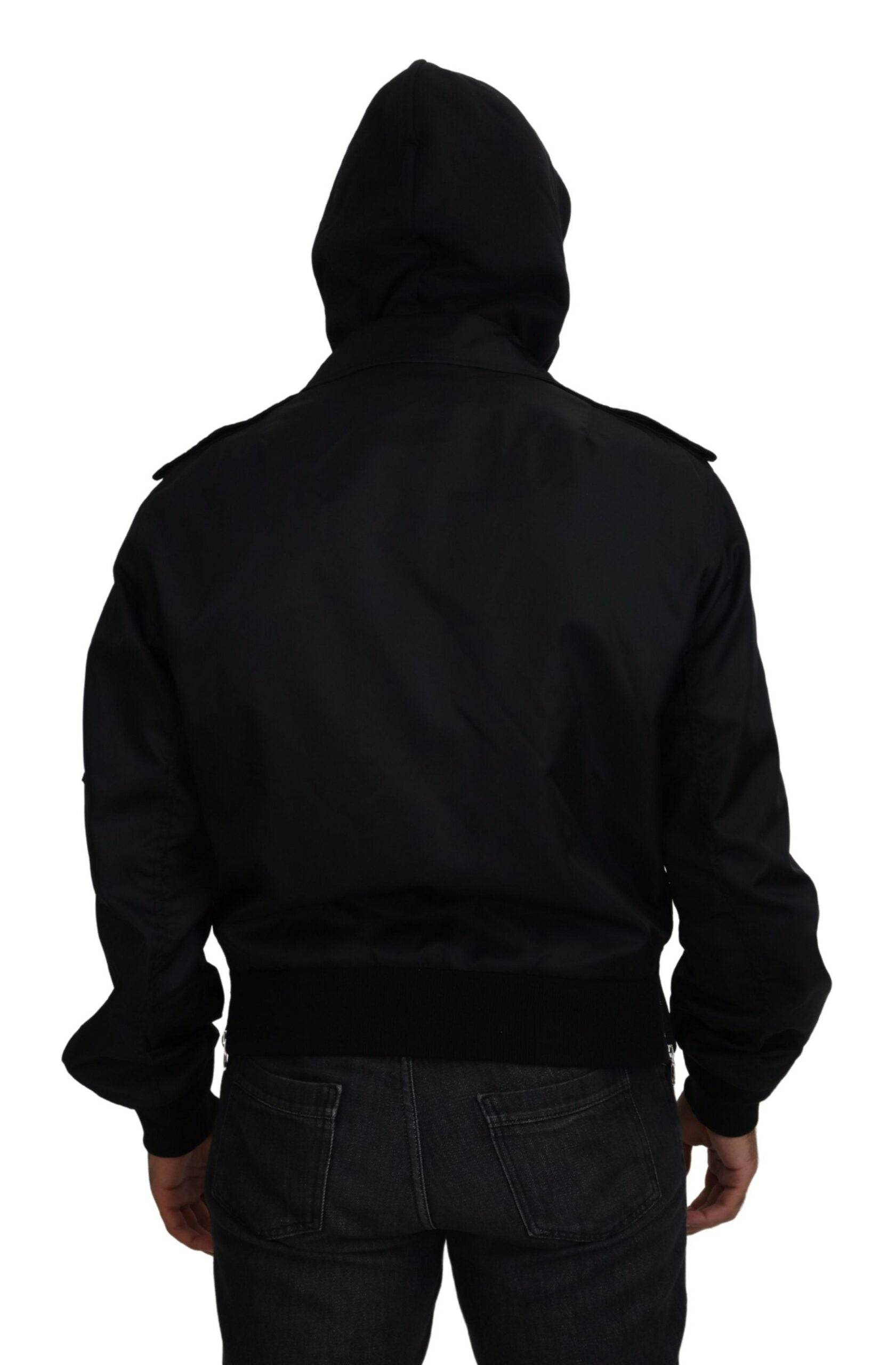 Dolce & Gabbana Sleek Black Hooded Bomber Jacket - IT50 | L