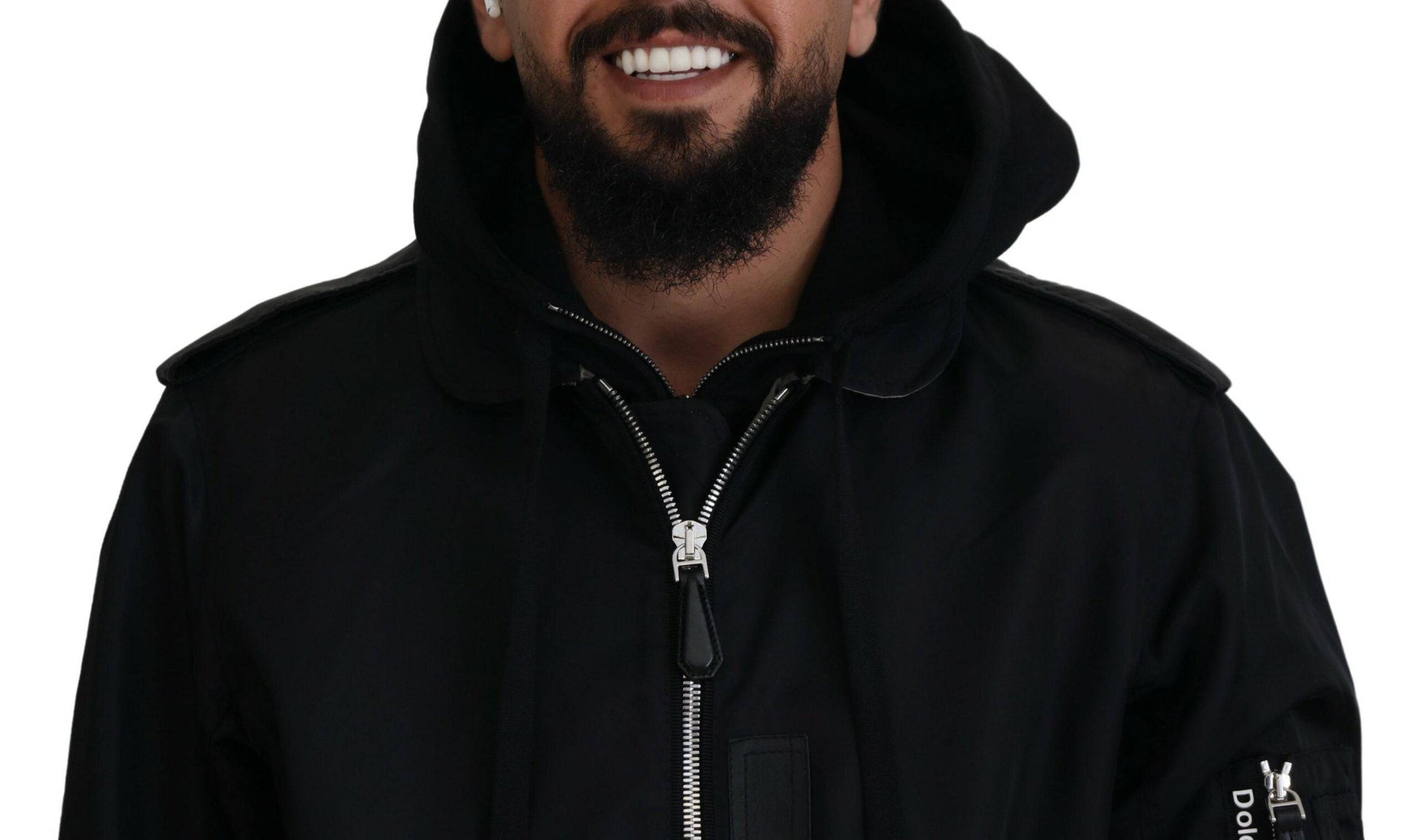 Dolce & Gabbana Sleek Black Hooded Bomber Jacket - IT50 | L