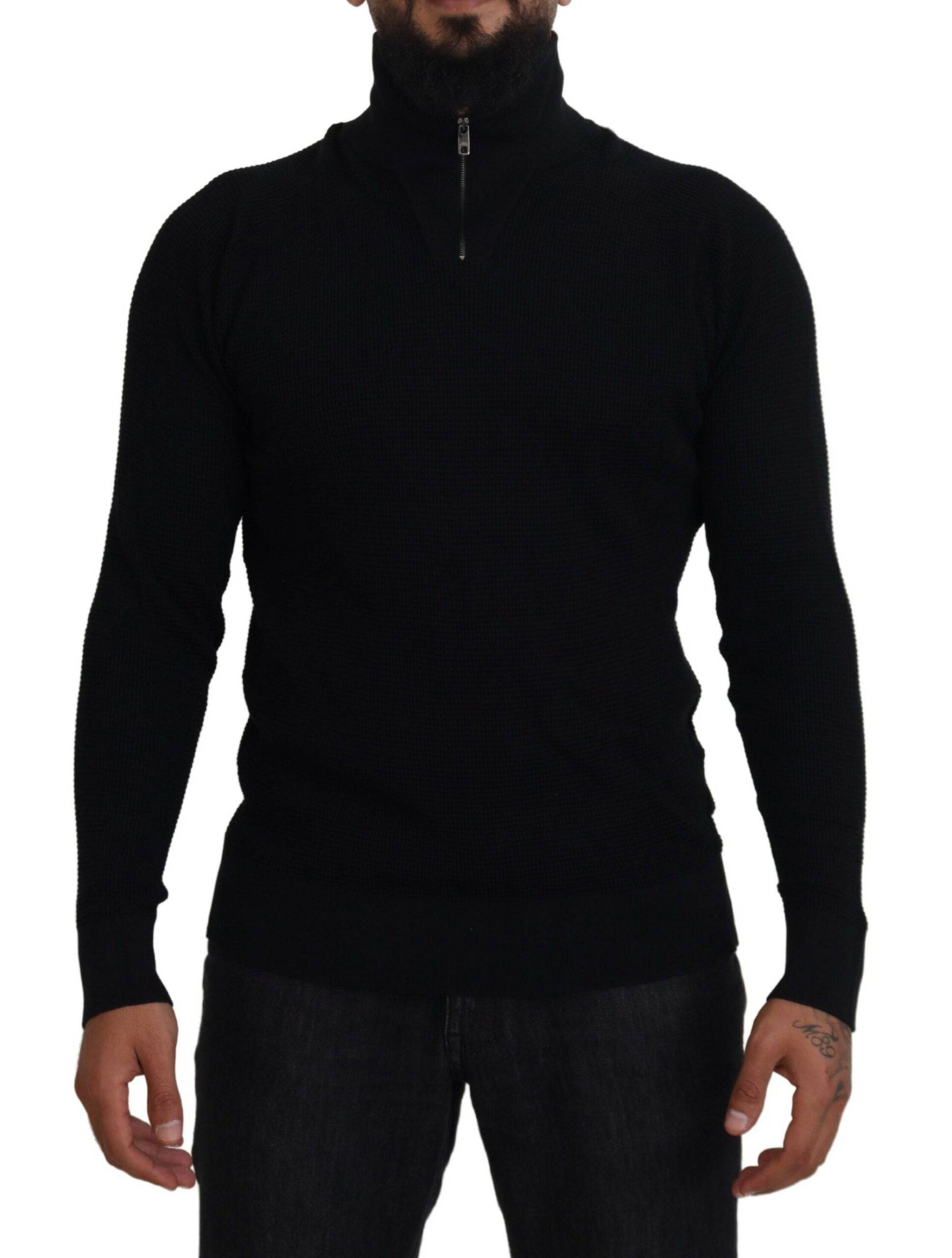 Dolce & Gabbana Elegant Silk Blend Black Pullover Sweater - IT54 | XL