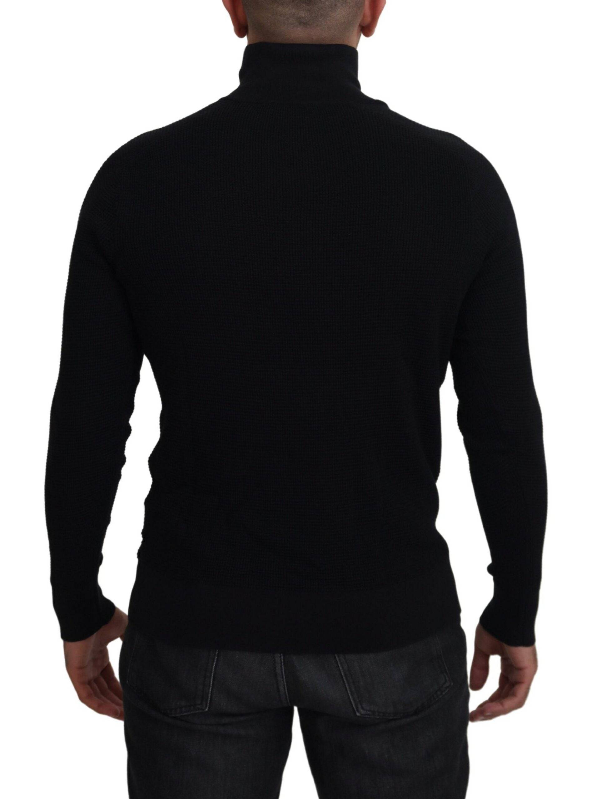 Dolce & Gabbana Elegant Silk Blend Black Pullover Sweater - IT54 | XL