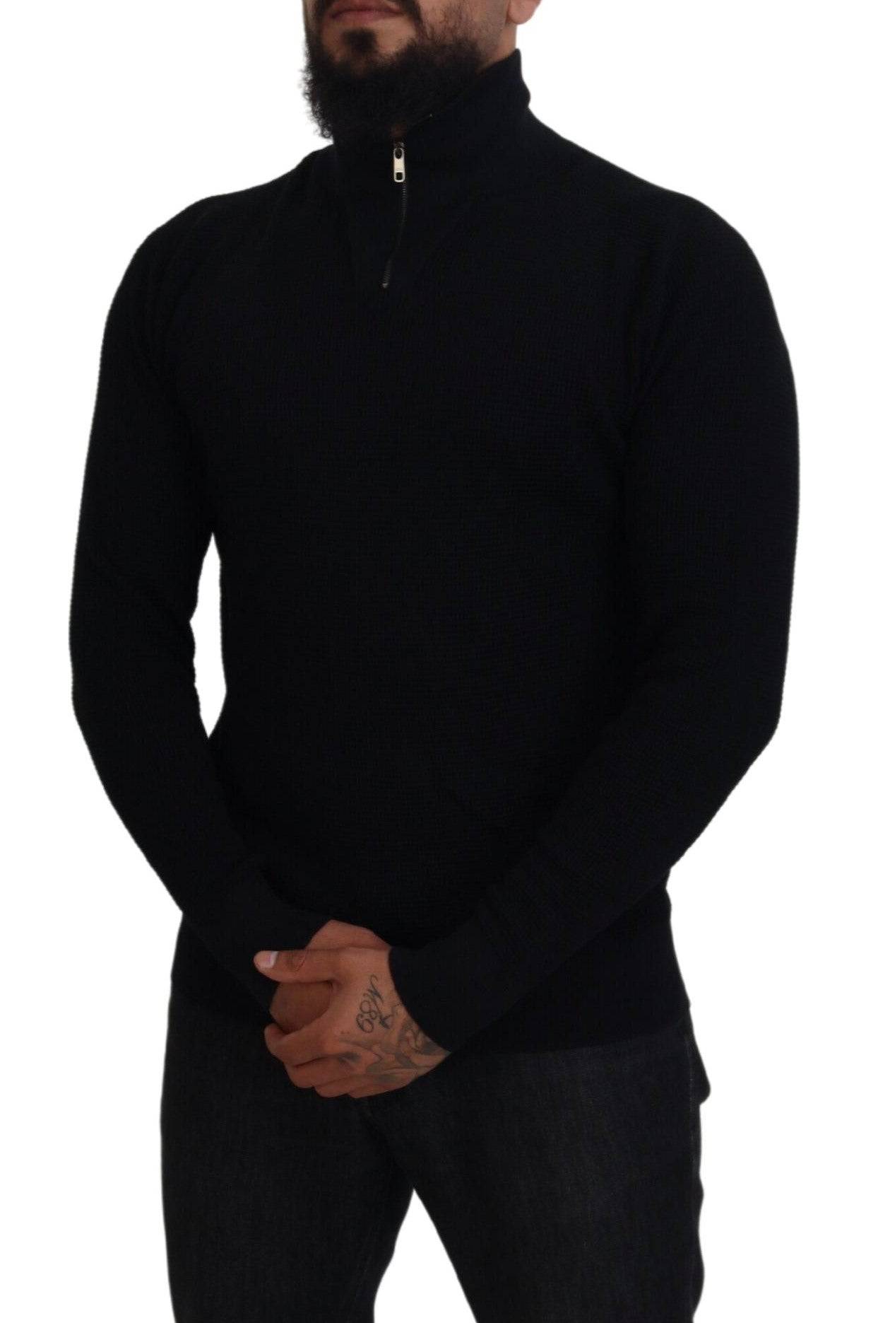 Dolce & Gabbana Elegant Silk Blend Black Pullover Sweater - IT54 | XL